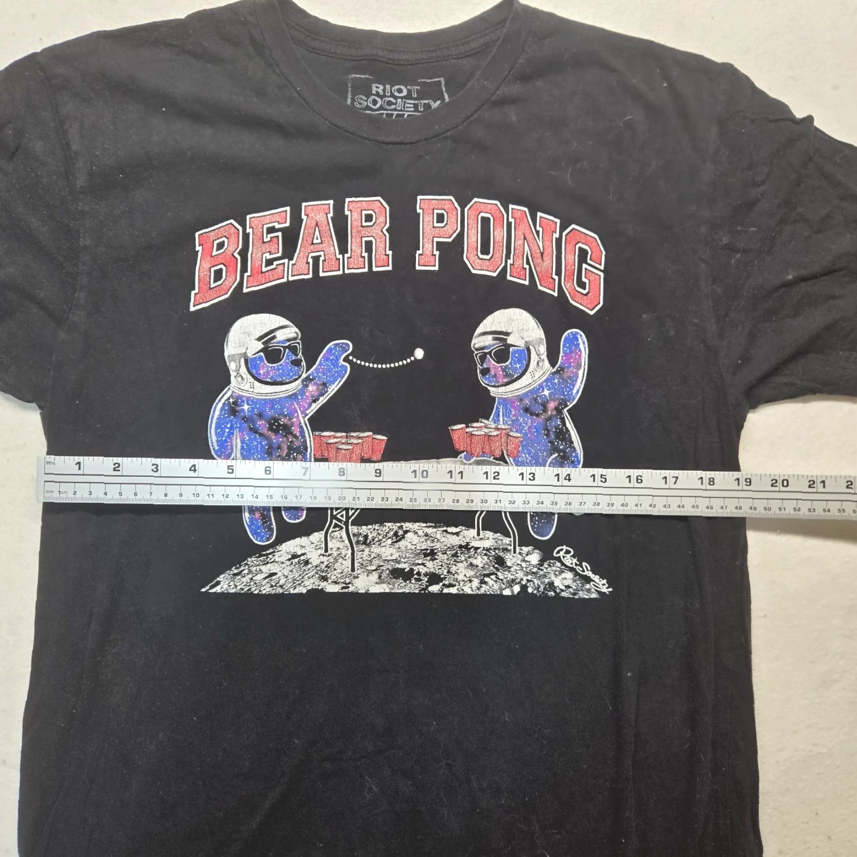 Vintage Riot Society Bear Pong Graphic T-Shirt Mens Large Black Cotton Animals 2010s Size US L / EU 52-54 / 3 - 4 Thumbnail