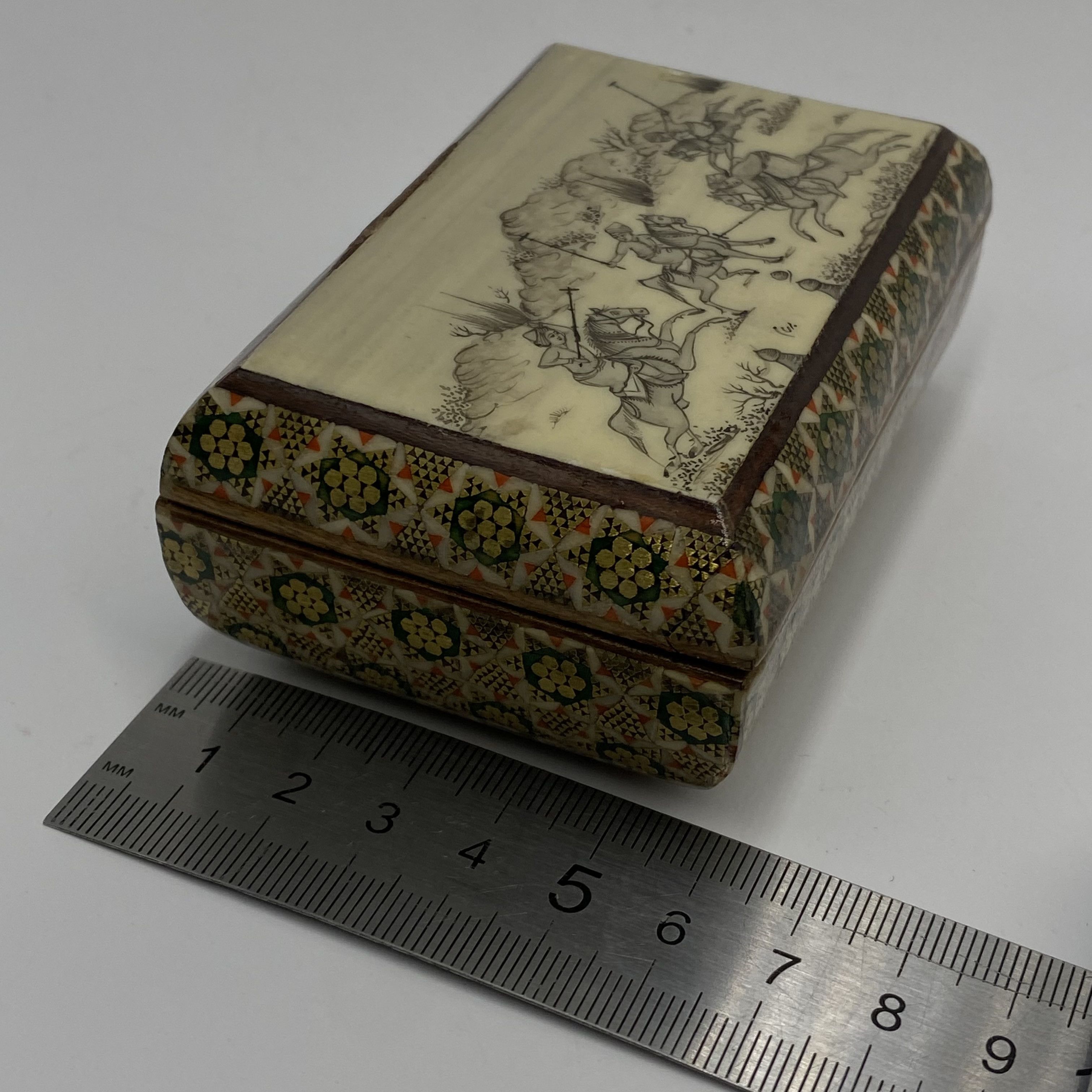 Vintage Vintage Persian Hand Painted Mosaic Trinket Jewelry Box Polo Size ONE SIZE - 9 Thumbnail