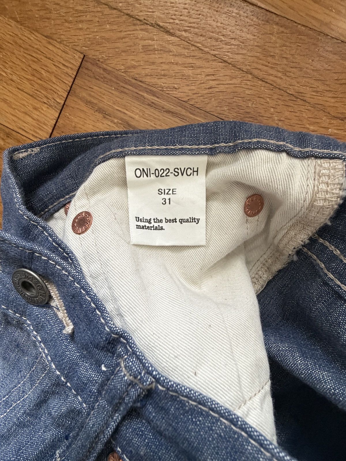 Oni ONI 022-SVCH 8.5oz Selvage Chambray Relax Straight 31 Size US 31 - 4 Thumbnail
