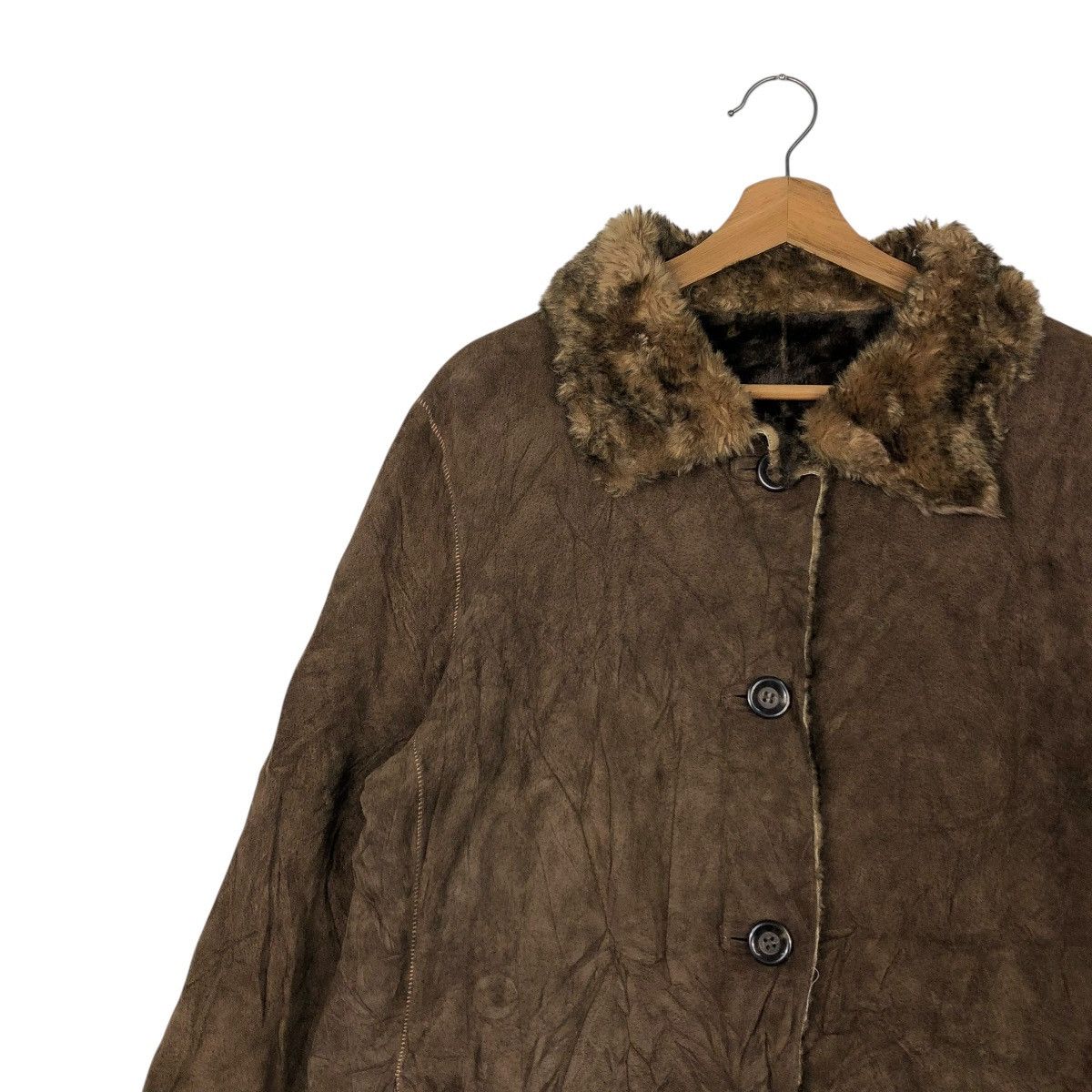 Japanese Brand 🔥VINTAGE LEATHER JACKET BLANKET FUR NY COMPANY ISSEY MIYAKE Size US XL / EU 56 / 4 - 9 Thumbnail