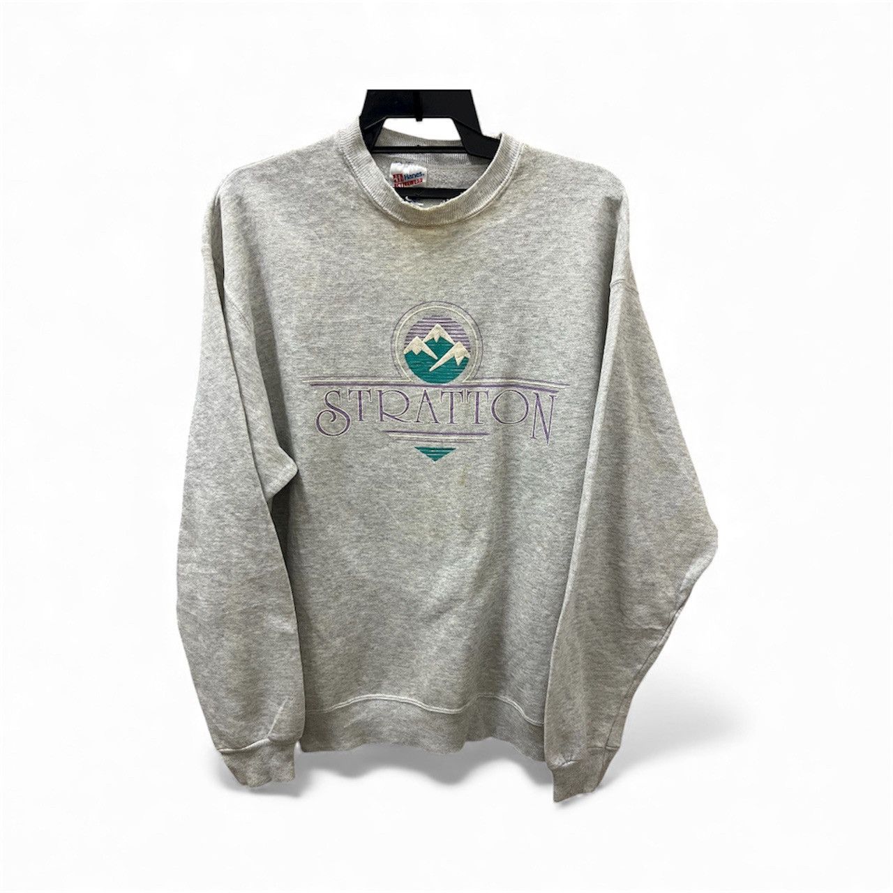 Hanes Vintage 90s Hanes sweatshirt spell out stratton Size US XL / EU 56 / 4 - 1 Thumbnail