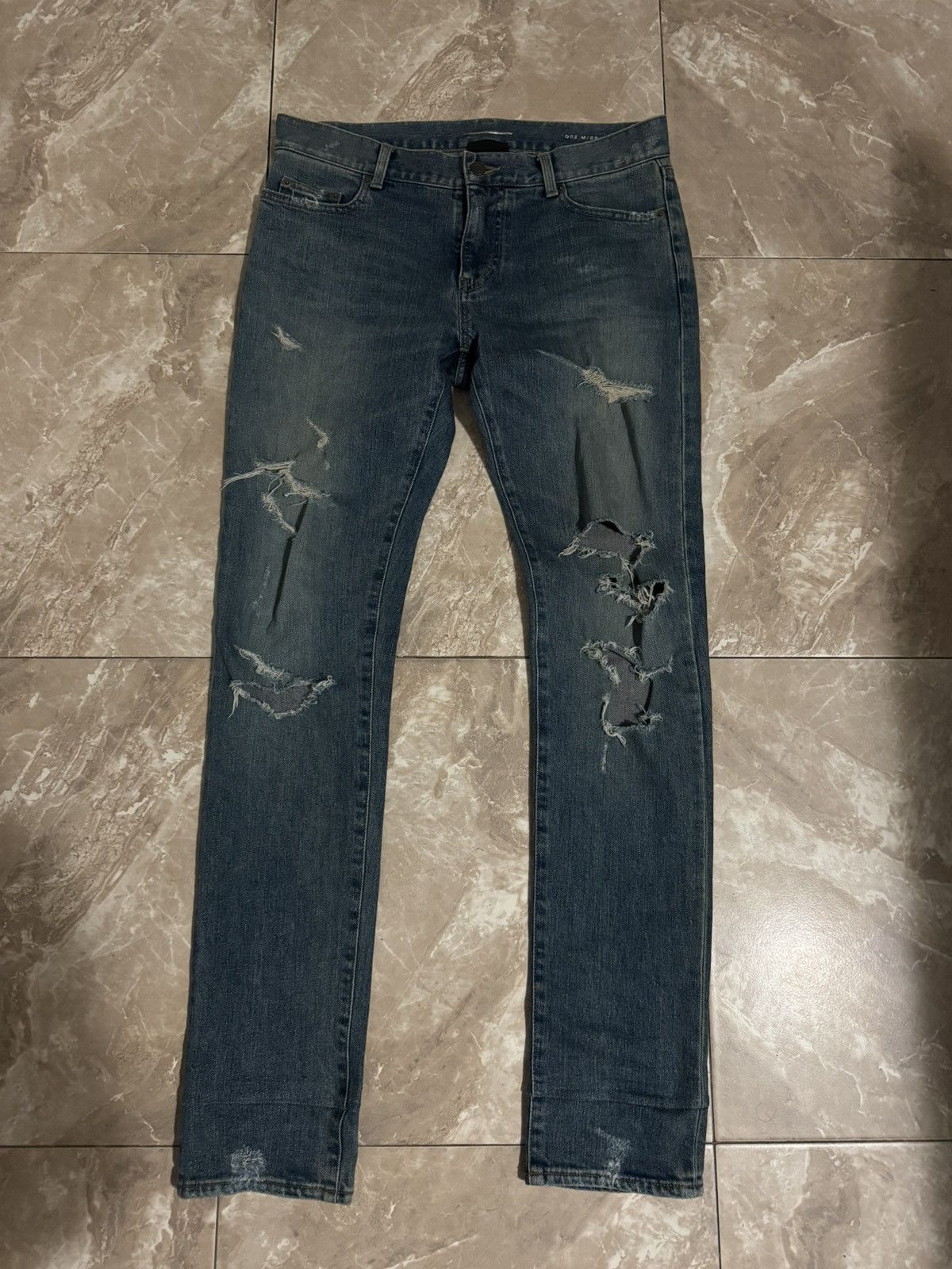 Saint Laurent Paris SLP FW14 D02 Distressed Denim Crash Jeans