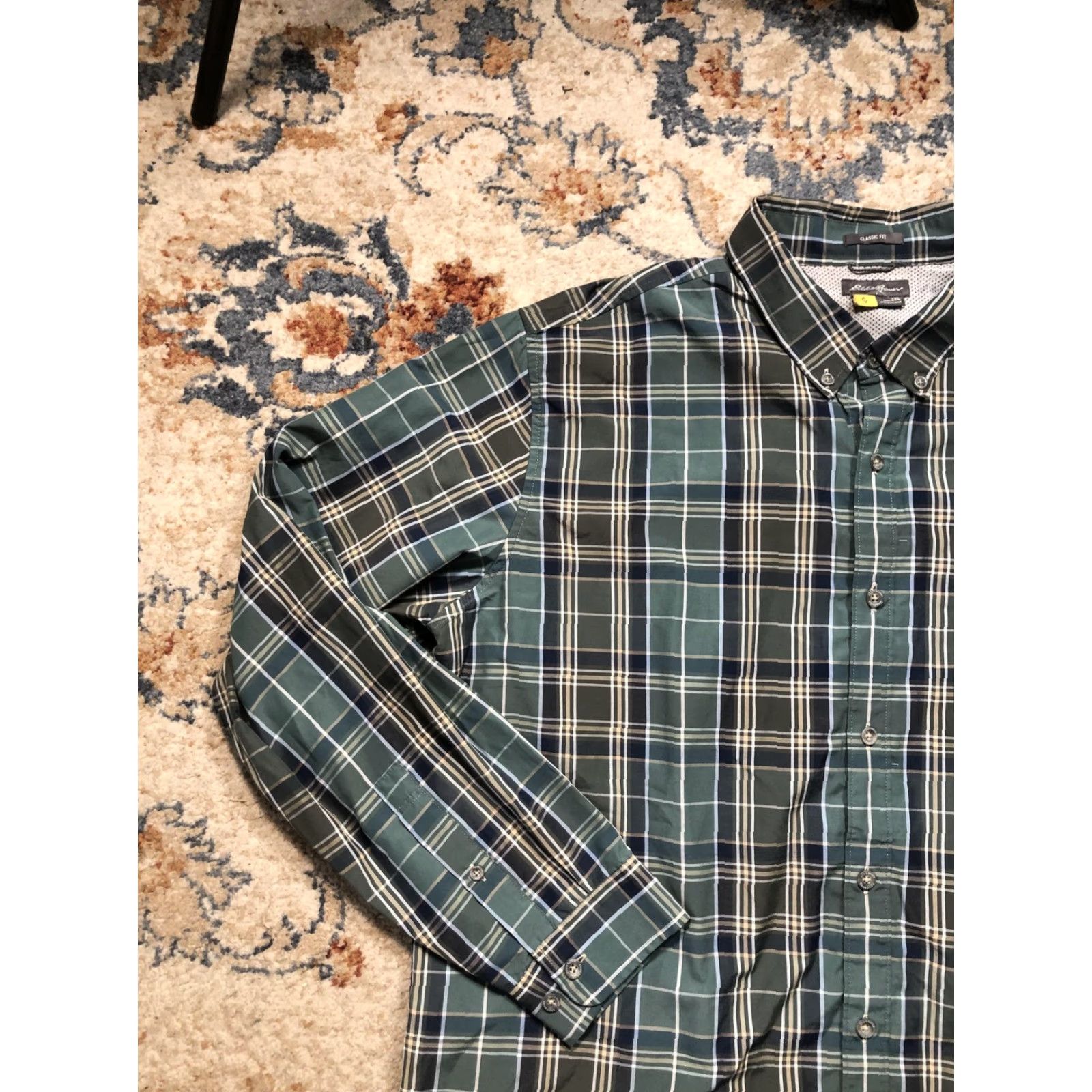 Eddie Bauer Eddie Bauer Shirt Mens 2XL Plaid Button-Down Long Sleeve Classic Fit Green Blue Size US XXL / EU 58 / 5 - 3 Thumbnail