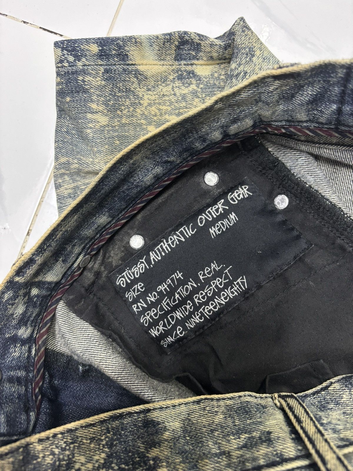 Stussy 🔥CRAZY ARCHIVE STUSSY VINTAGE CUSTOM BLEACH DISTRESS DENIM Size US 30 / EU 46 - 9 Thumbnail