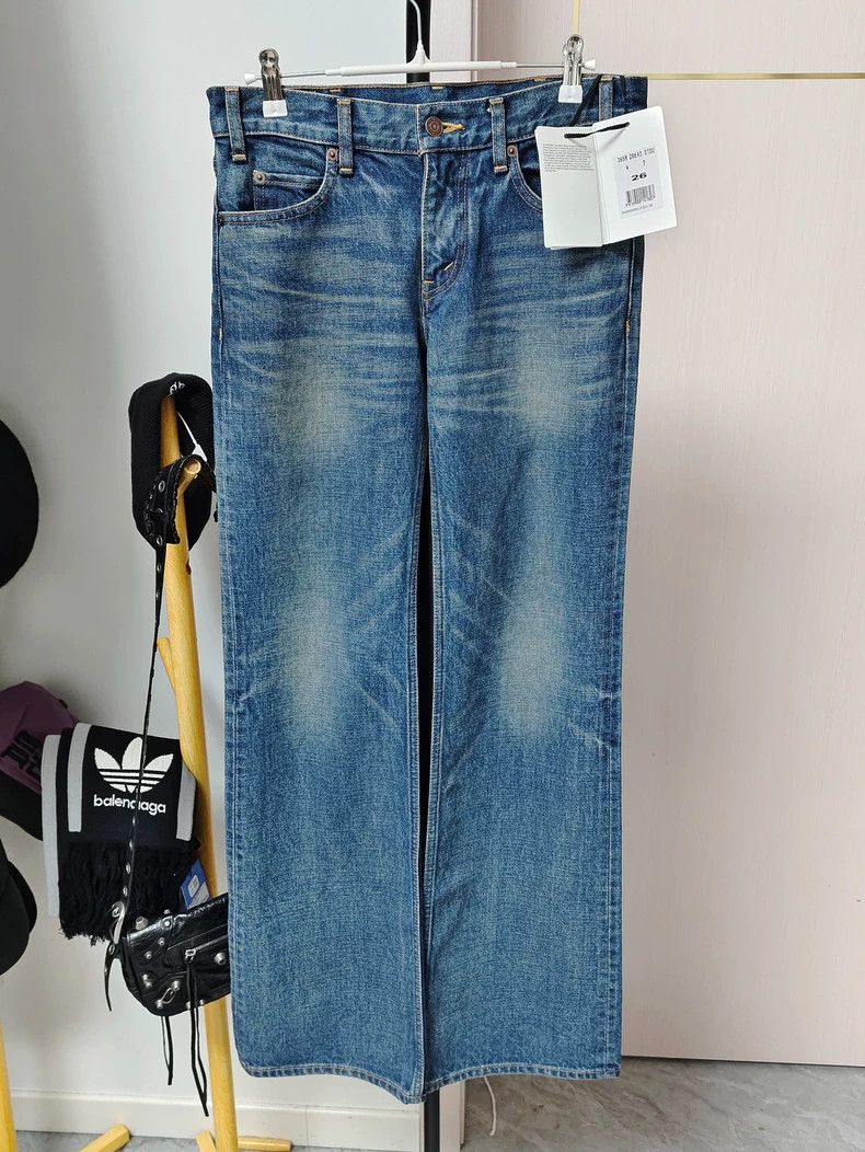 Celine CELINESS23 Washed Worn Low Rise Flared Jeans 2503-Nextarrow Size 26" / US 2 / IT 38 - 1 Thumbnail