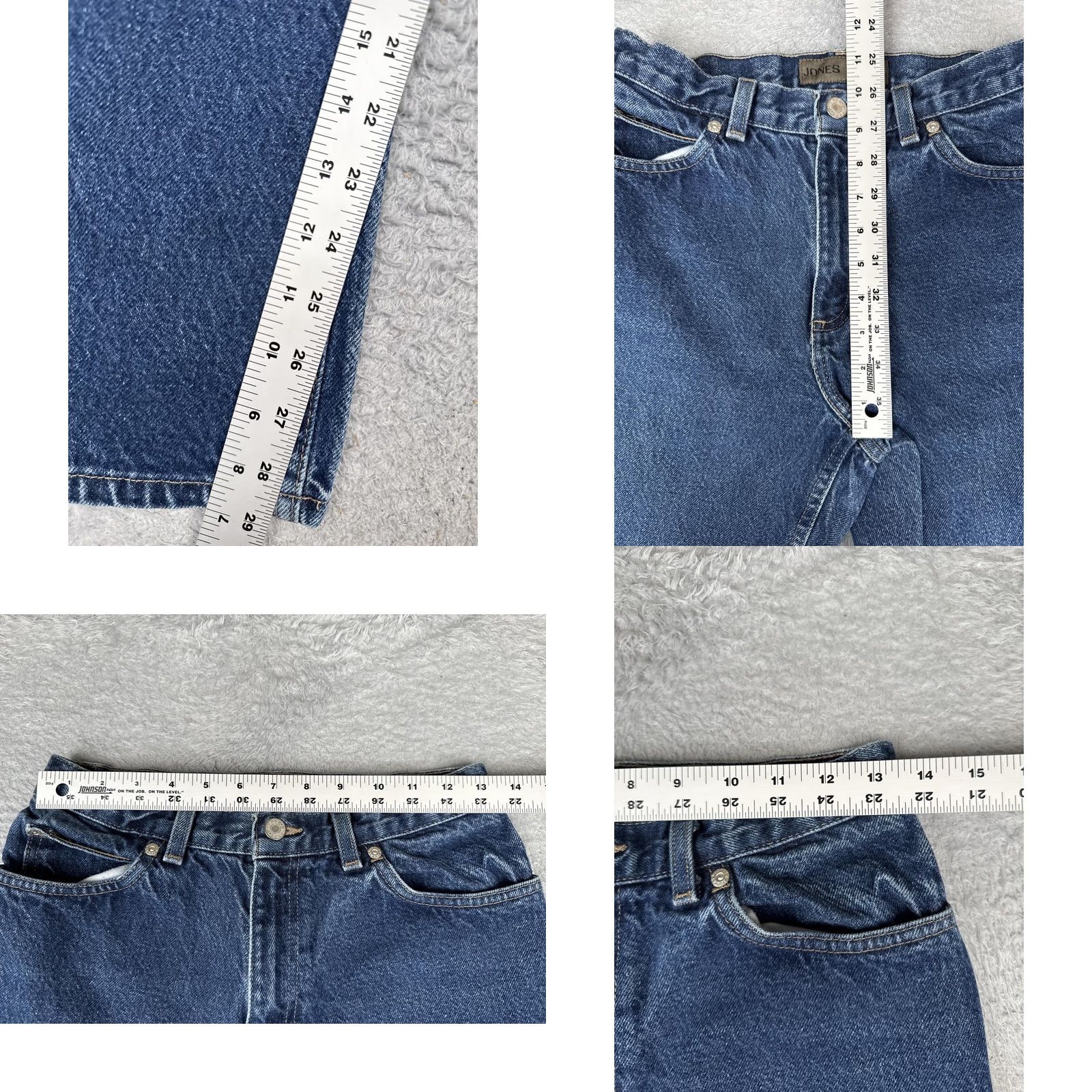 Jones New York Jones Jeans Womens Jeans Bootcut 6 Blue Medium Wash 29 Inseam 26 Waist Denim 100% Cotton Mid Rise Three-Pocket Zipper Button Distressed? No Size 28" / US 6 / IT 42 - 8 Thumbnail