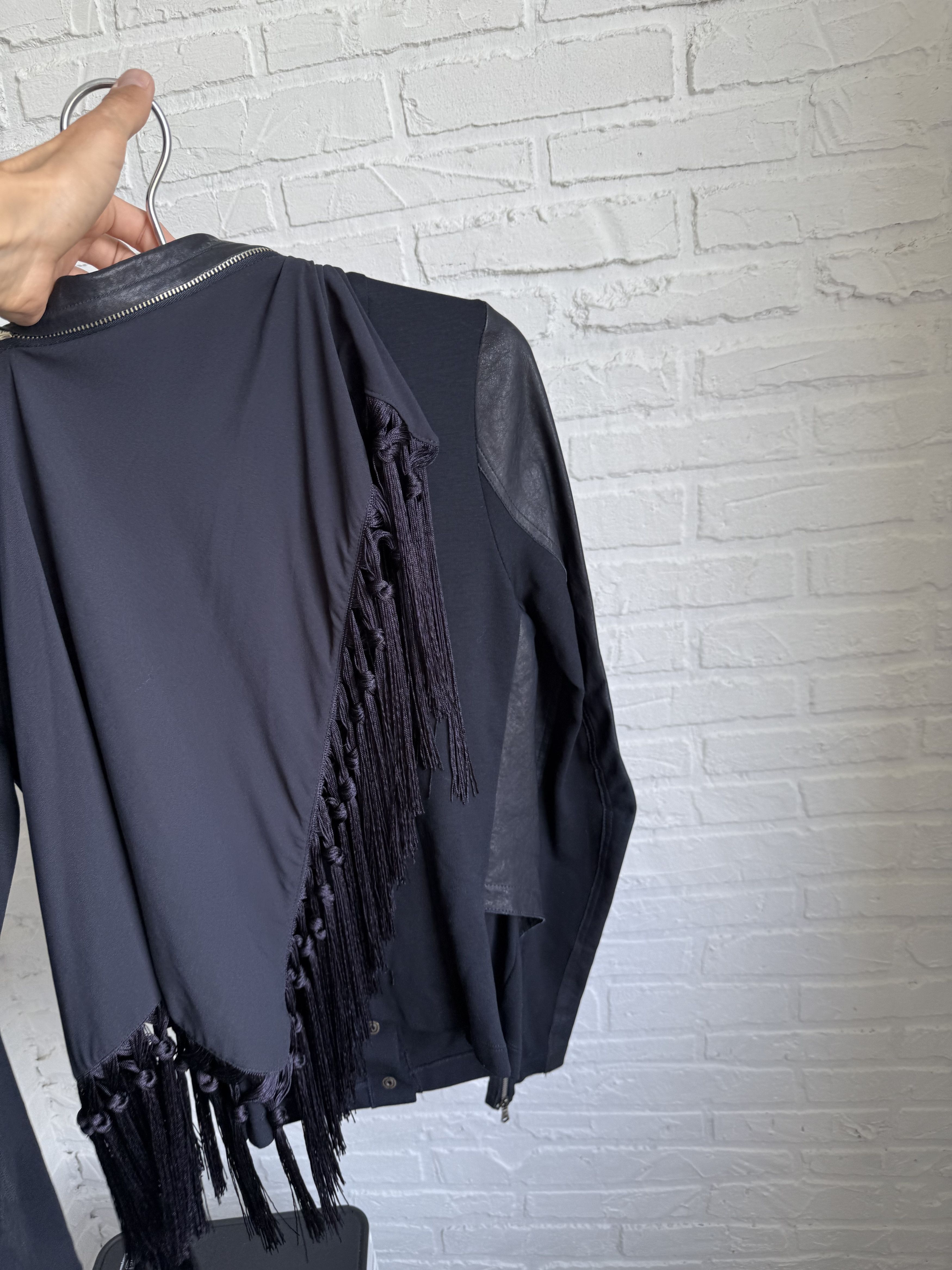 Patrizia Pepe Patrizia Pepe Leather Fringe Jacket Draped Asymmetric Size M / US 6-8 / IT 42-44 - 12 Thumbnail