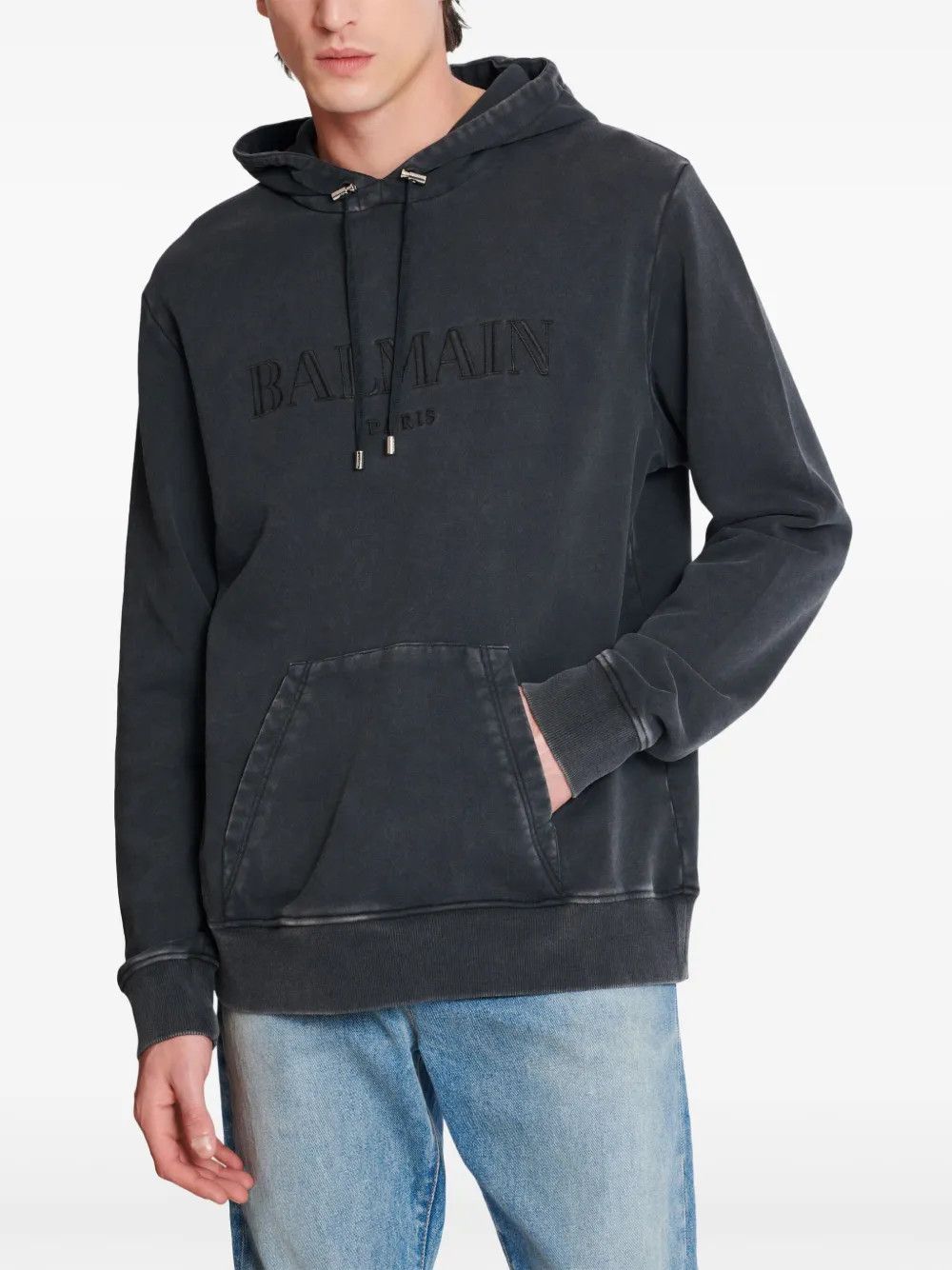 Balmain o1y0426 Logo Hoodie in Dark Gray Size US S / EU 44-46 / 1 - 6 Thumbnail
