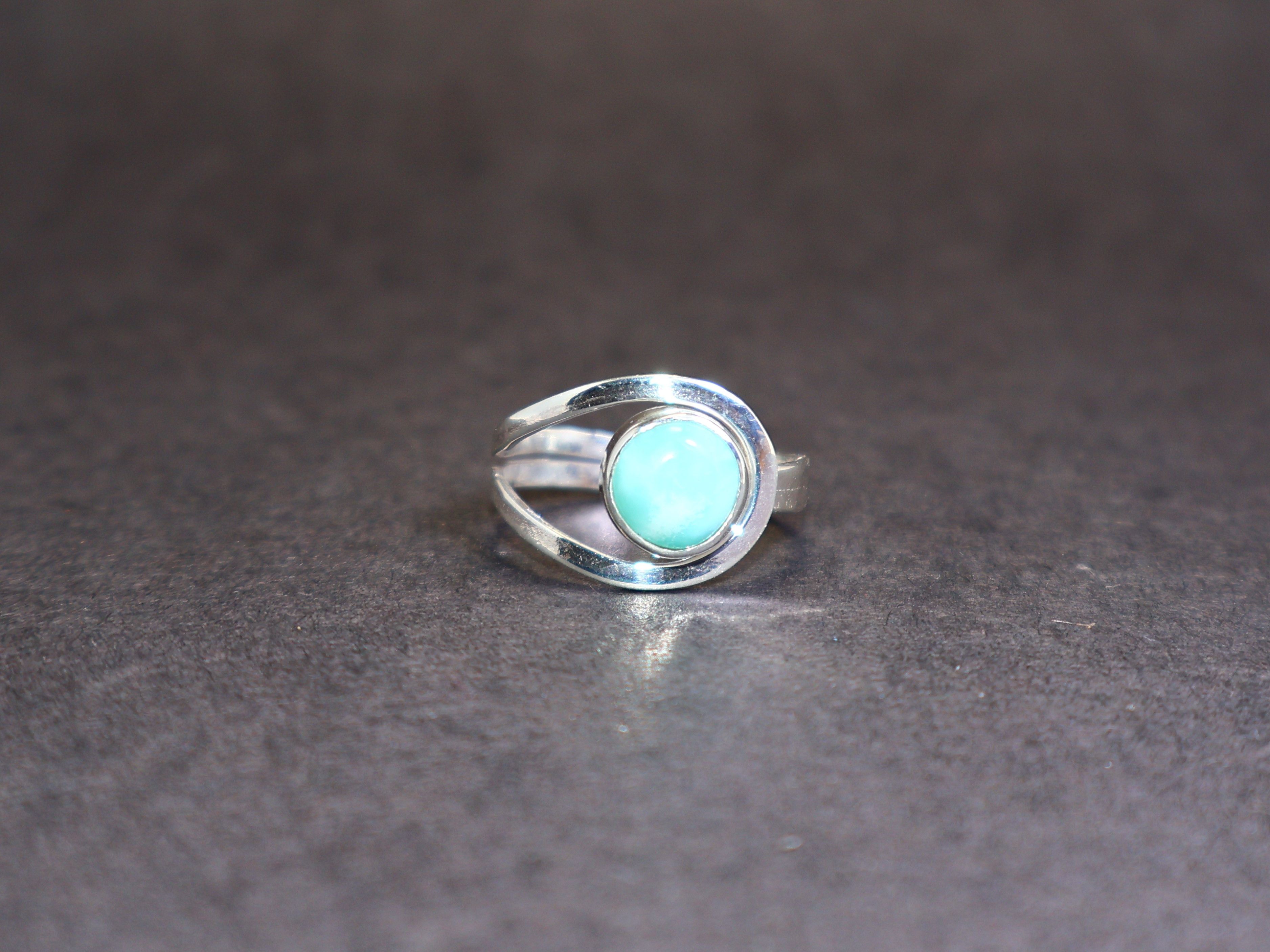 Handmade Larimar ring, Handmade ring, Sterling silver ring, Gift Idea Size ONE SIZE - 2 Thumbnail