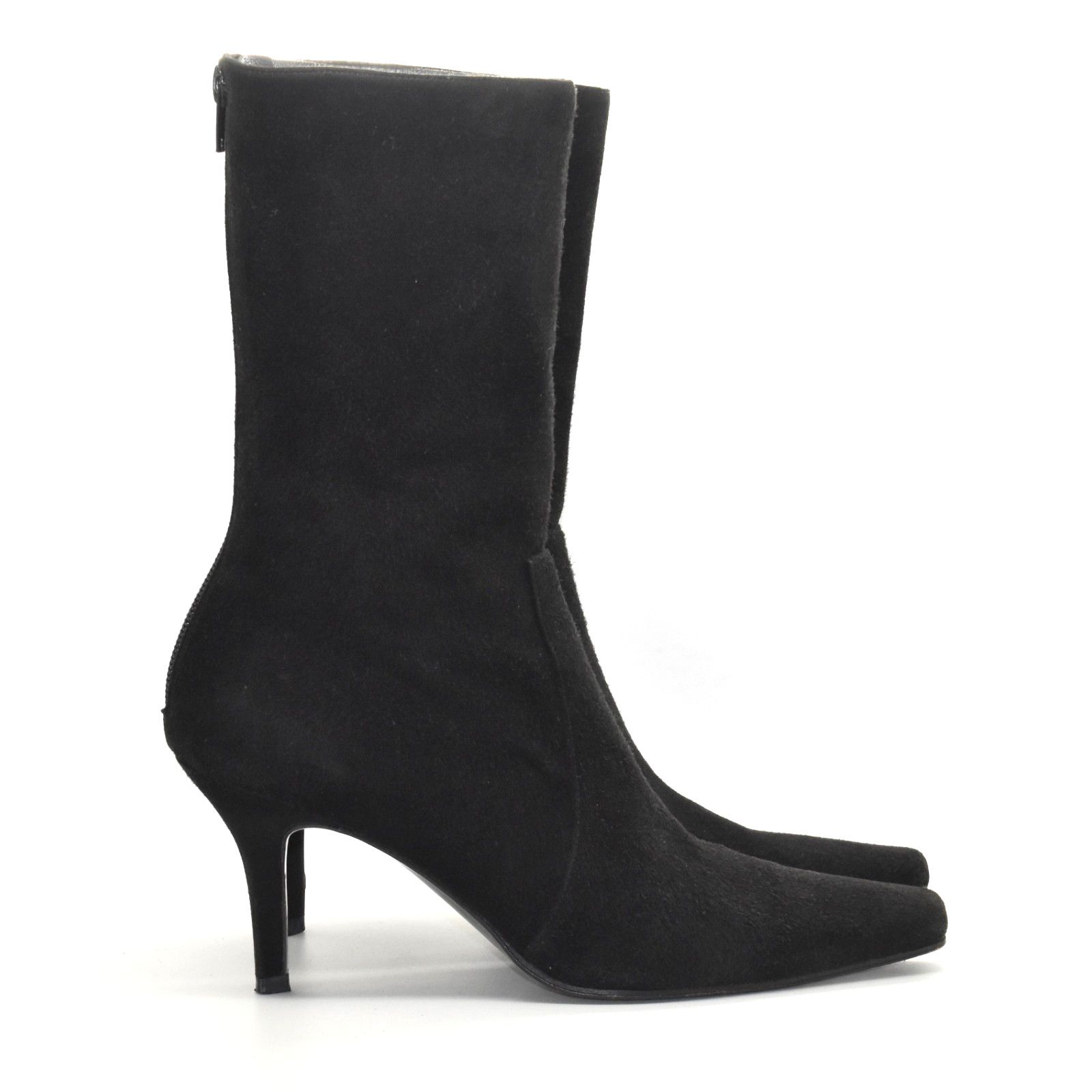 Stuart Weitzman STUART WEITZMAN Black Suede Back Zipper Mid Calf Boots Sz 6M Size US 6 / IT 36 - 2 Thumbnail
