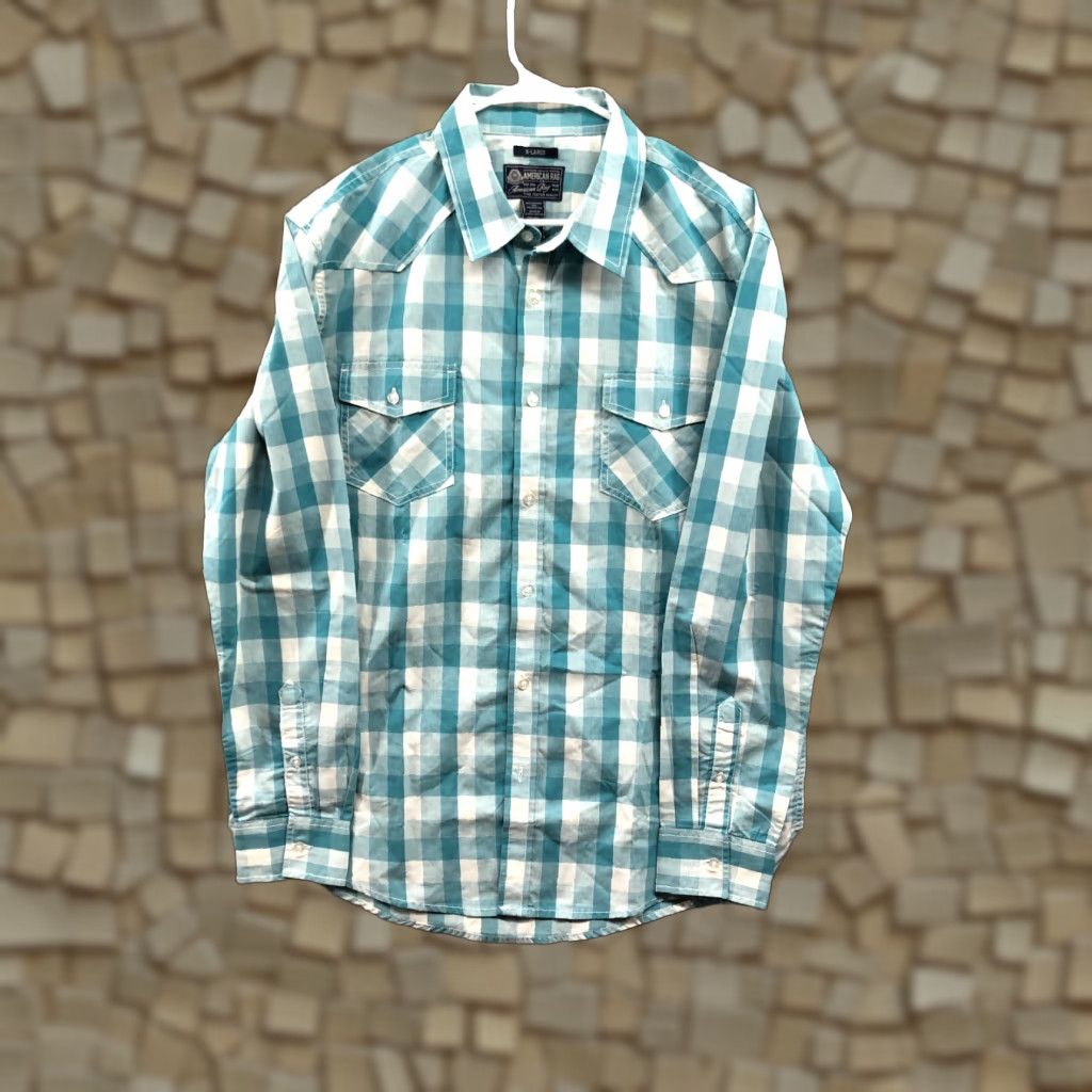 Vintage American Rag Shirt Size XL Mens Light Blue Plaid Long Sleeve Spread Collar Size US XL / EU 56 / 4 - 1 Thumbnail