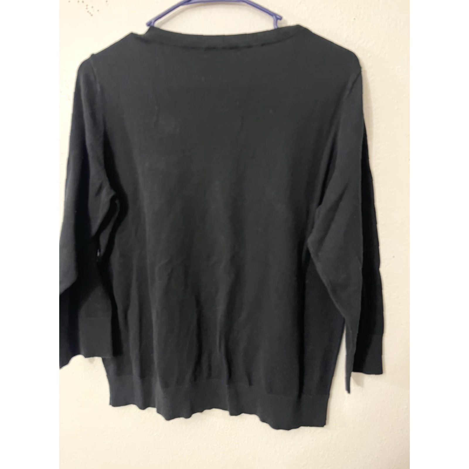 Banana Republic Banana Republic Shirt Women XL Black Knit Top Pullover 3/4 Sleeve Bateau Neck Button Shoulder Career Womens Size XL / US 12-14 / IT 48-50 - 3 Thumbnail