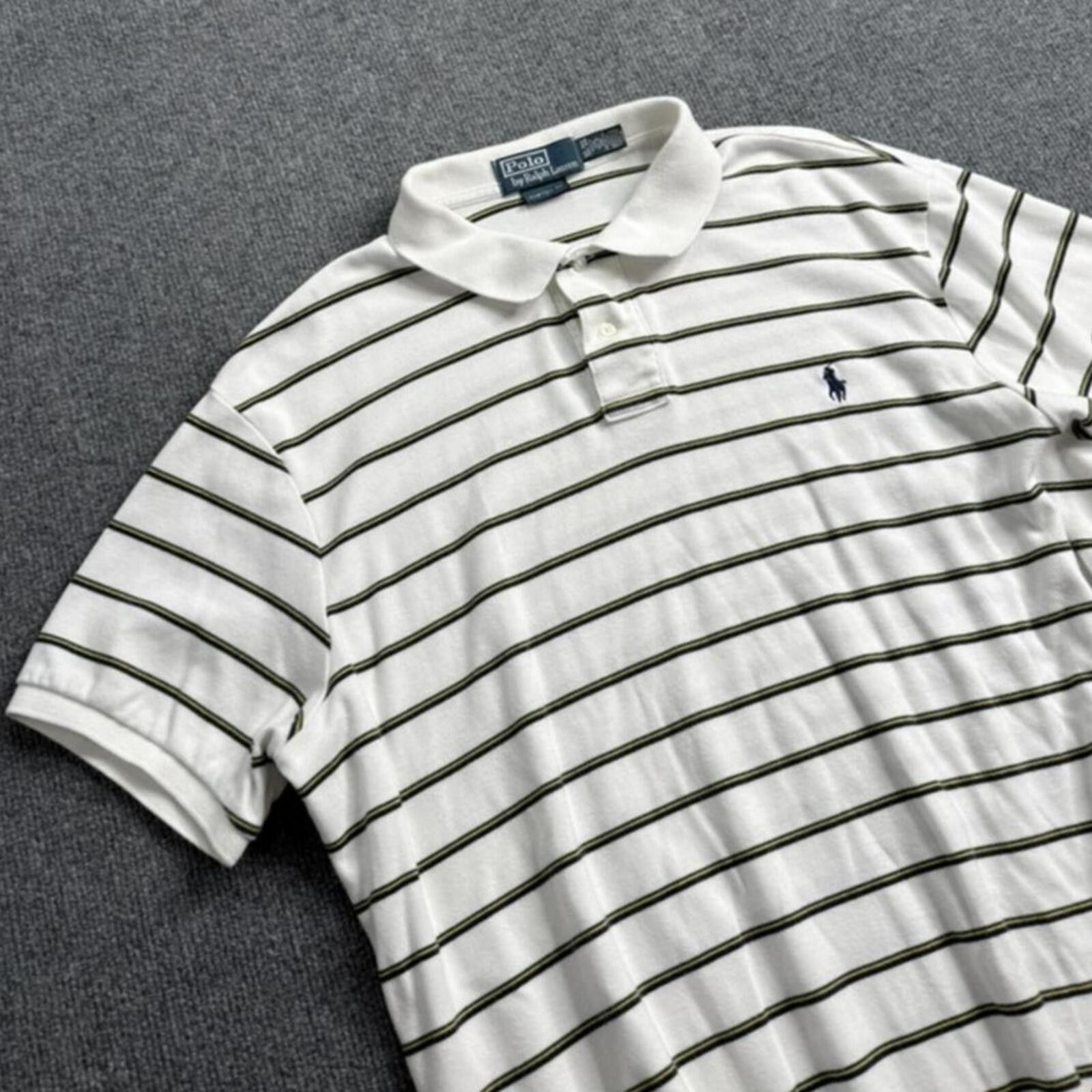 Polo Ralph Lauren Vintage 90s Polo Ralph Lauren Striped Polo Shirt White XL Size US XL / EU 56 / 4 - 1 Thumbnail