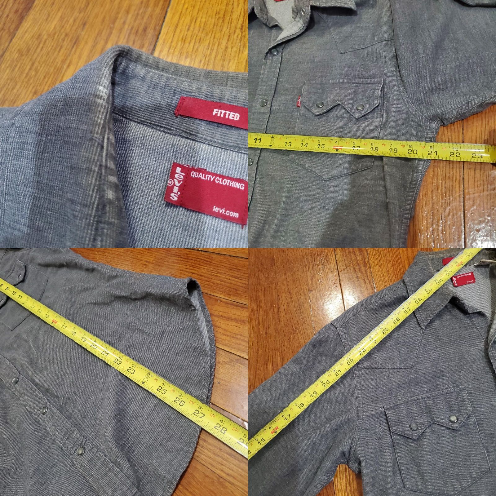 Levi's VINTAGE Levi's Shirt Mens Small Gray Western Snap Button Fitted Long Sleeve Corduroy Size US S / EU 44-46 / 1 - 8 Thumbnail