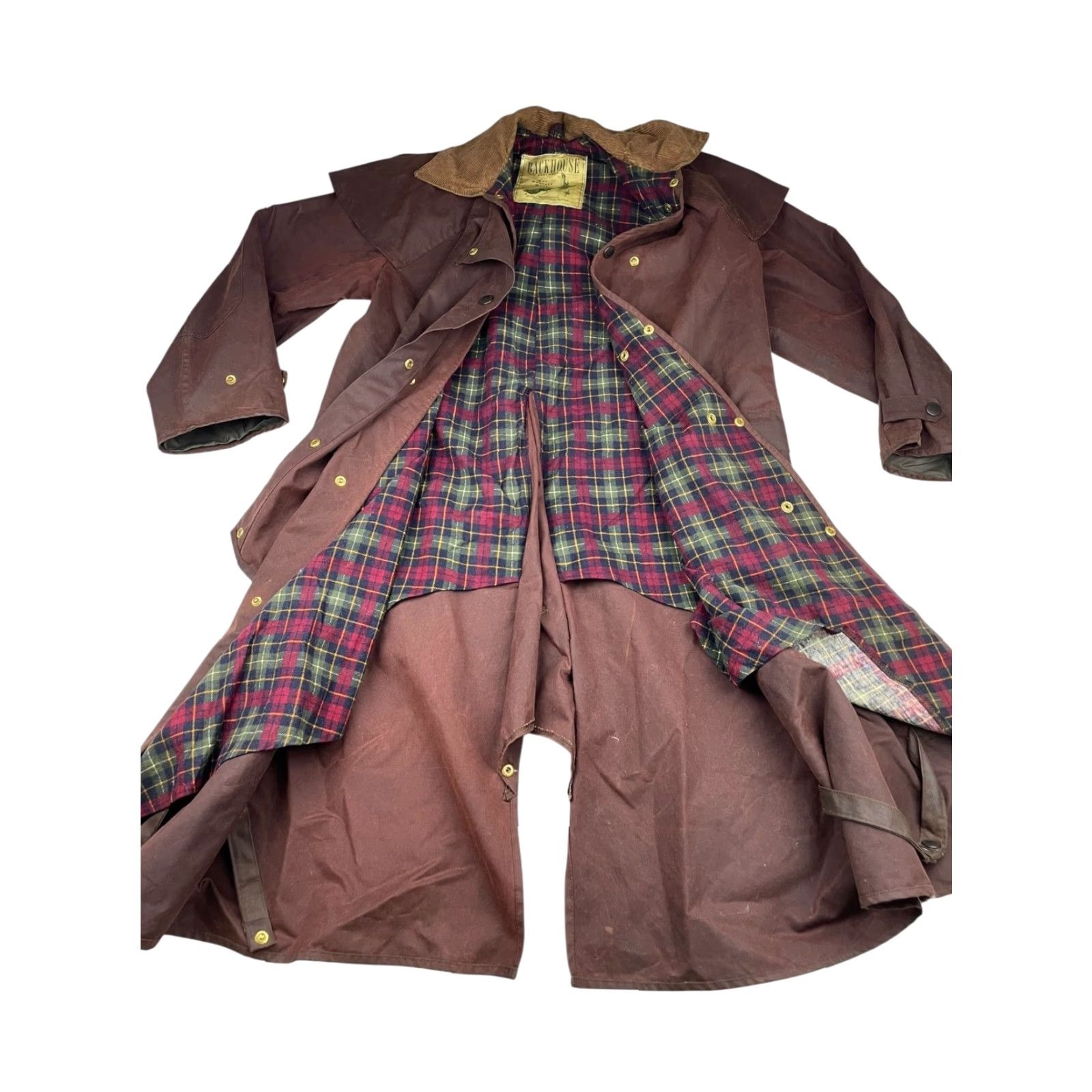 Barbour Backhouse Barbour Stockman Men’s Trench Coat Brown Waxed Cotton Long Wool Lined Snap Closure All Season Mens M Size US M / EU 48-50 / 2 - 4 Thumbnail