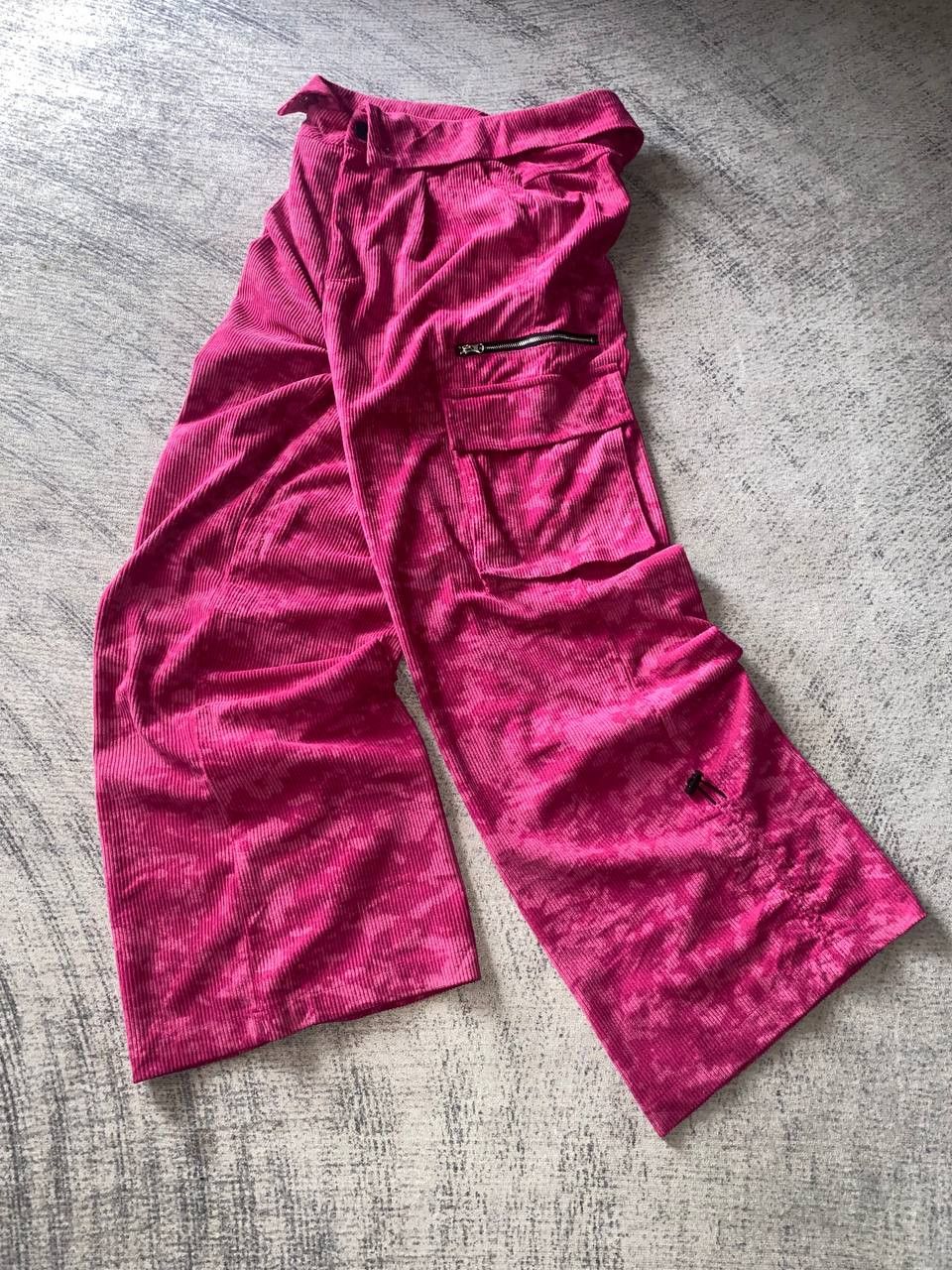 Other 🔥RARE Hot Pink Harajuku Corduroy Wide Leg Cargo Pants🔥 Size US 28 / EU 44 - 1 Thumbnail
