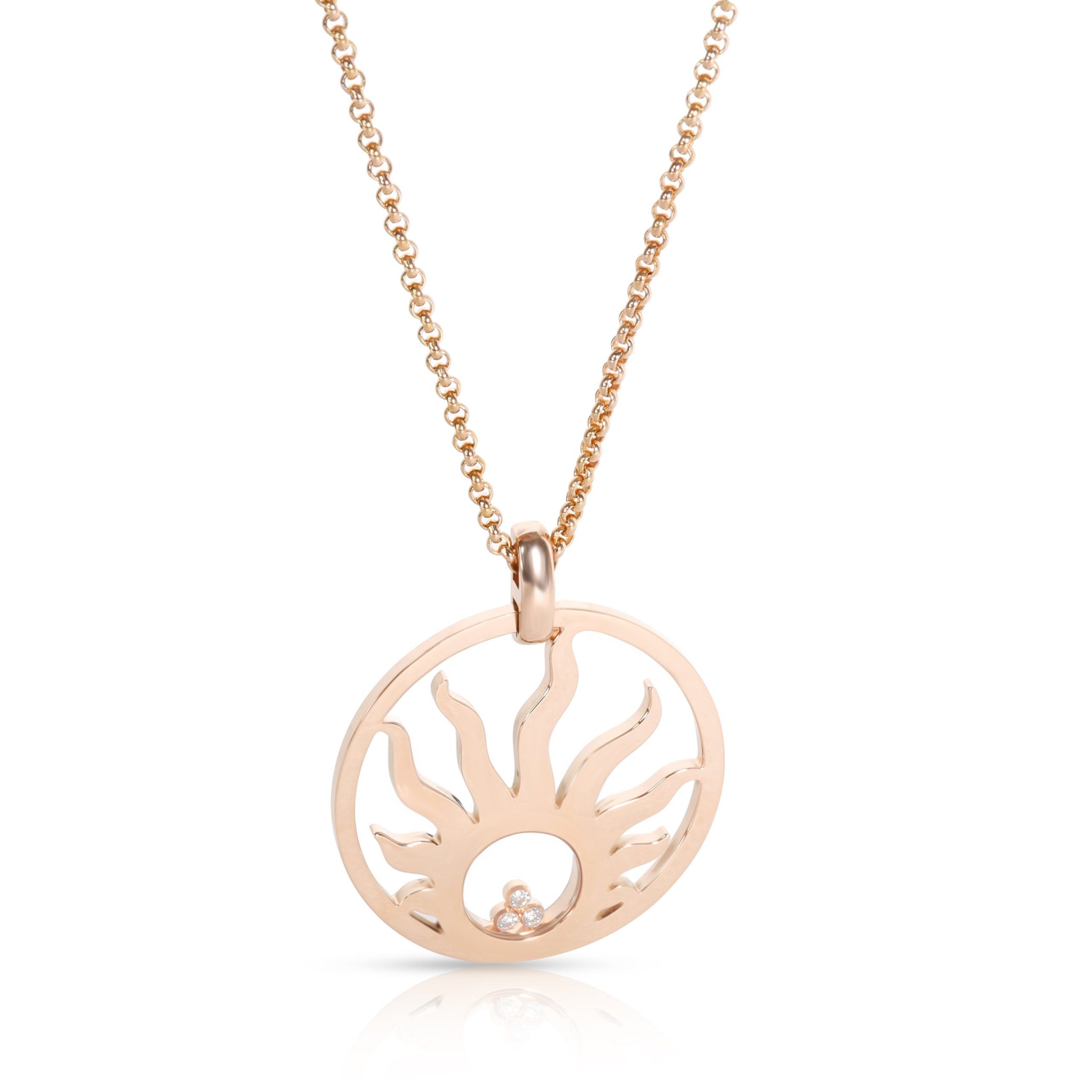 Chopard Happy Sun Diamond Necklace in 18KT Rose Gold 0.10 CTW