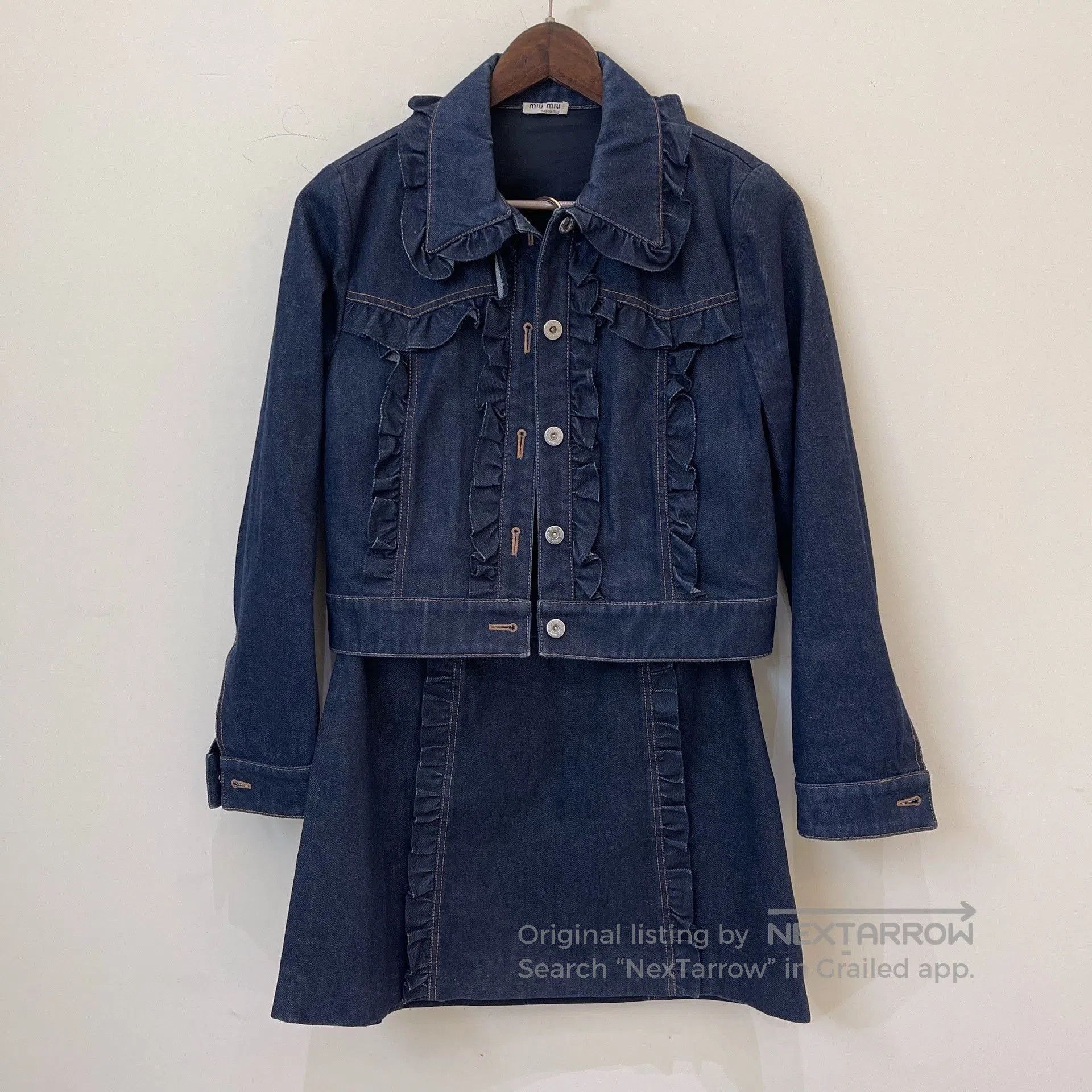 Miu Miu Miumiu Denim Ruffle Set. Size S / US 4 / IT 40 - 1 Thumbnail
