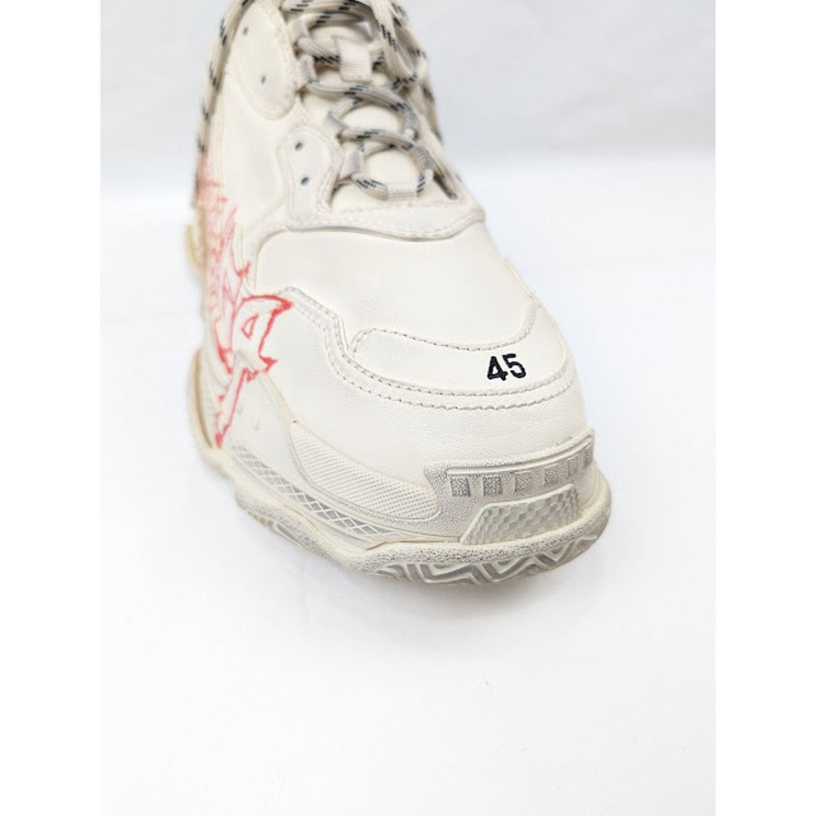 Balenciaga o1rshd1 Q:2 / Triple S Low-Top Sneakers in White/Red/Black Size US 10 / EU 43 - 5 Thumbnail