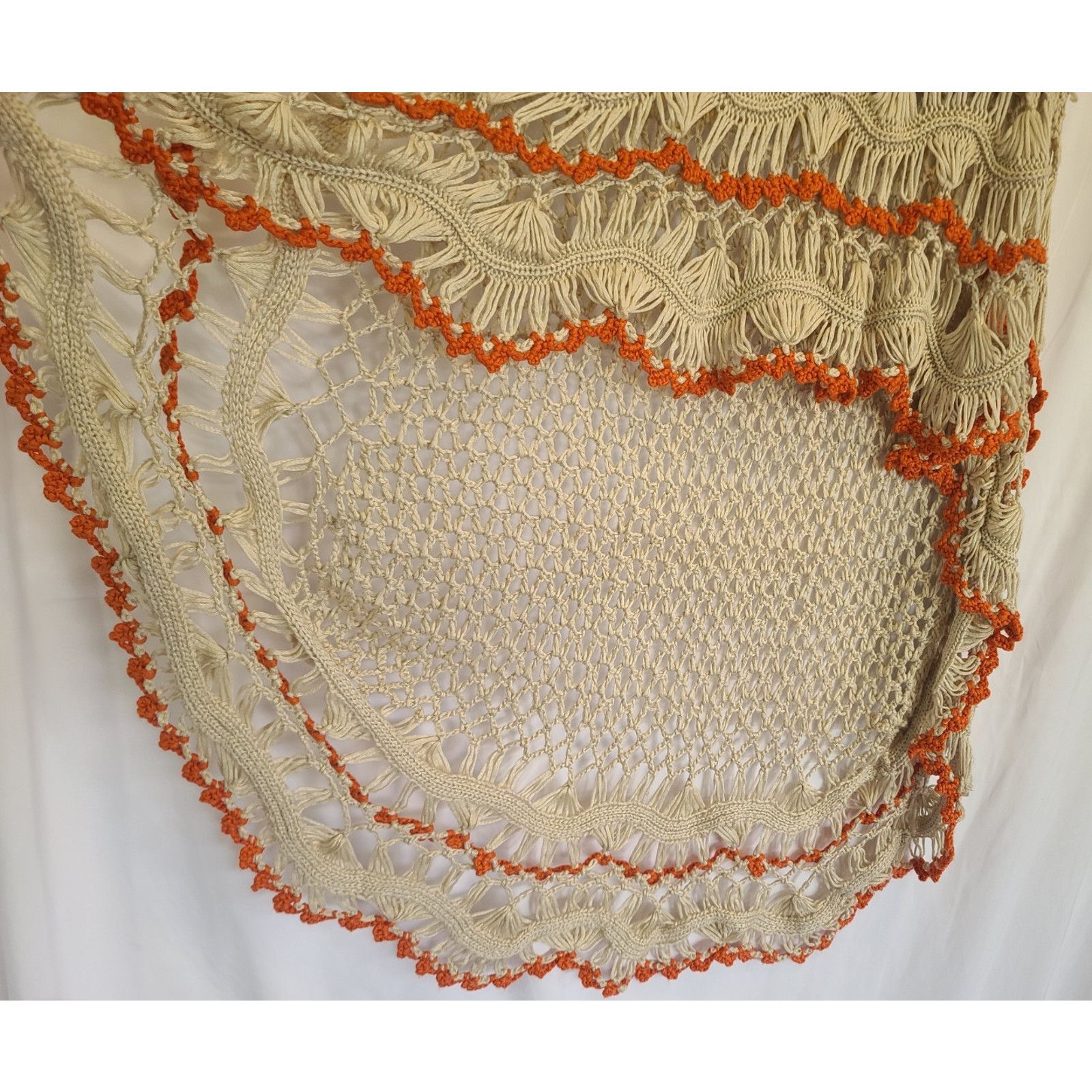 Other Vintage Y2K 90s Umgee Crochet Beige Orange Hi-Lo Skirt Large Size 28" / US 6 / IT 42 - 3 Thumbnail