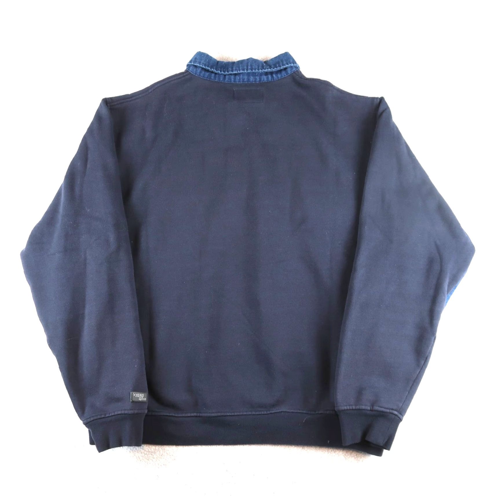 Vintage VINTAGE Hero 247 Alexandria Fire Department Sweatshirt Adult XL Blue Denim Elbow Patch 1/4 Zip Fleece Cotton Blend Logo 90s Fire & Rescue Mens Size US XL / EU 56 / 4 - 2 Thumbnail