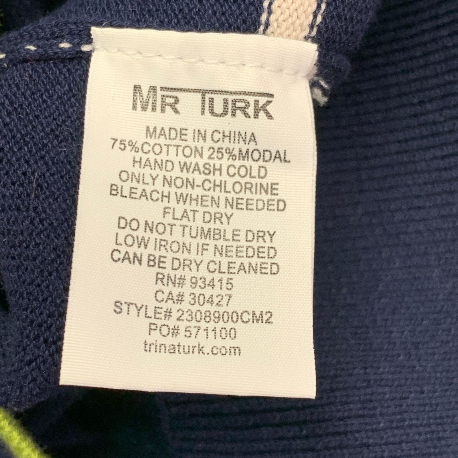 Mr Turk XL Navy Green White Stripe Cotton Modal Crew Neck Pullover Size US XL / EU 56 / 4 - 5 Thumbnail