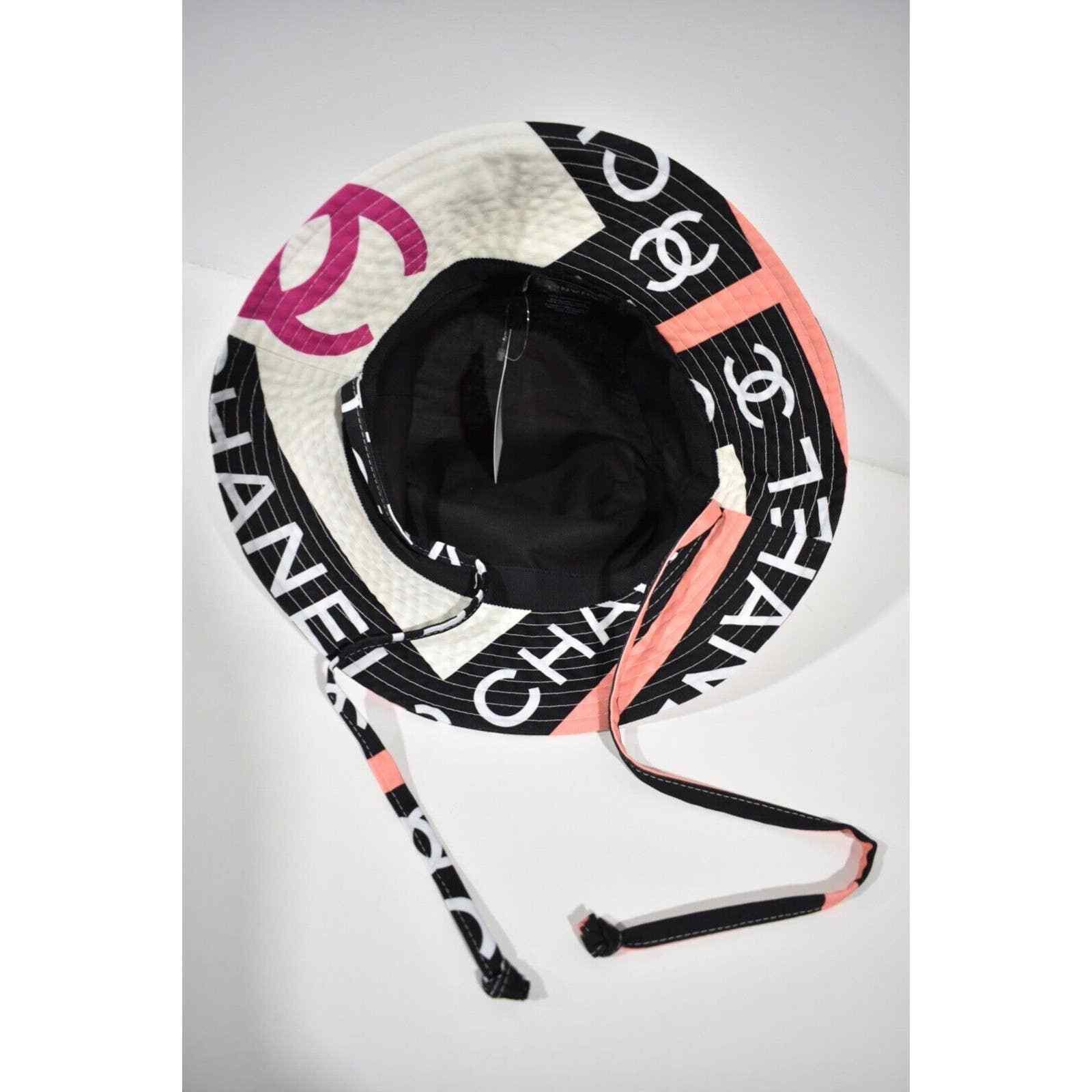 Chanel 22S Fabric CC Logo Sun Cloche Bucket Hat Small S