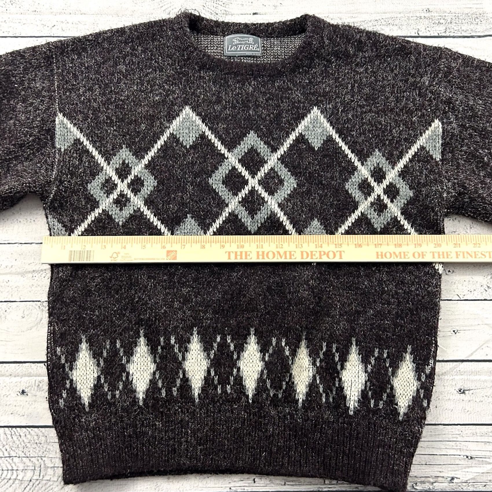 Vintage VINTAGE Le Tigre Pullover Sweater Men M Gray Black Argyle Pullover Sweater Mens Medium Gray Black Size US M / EU 48-50 / 2 - 4 Thumbnail