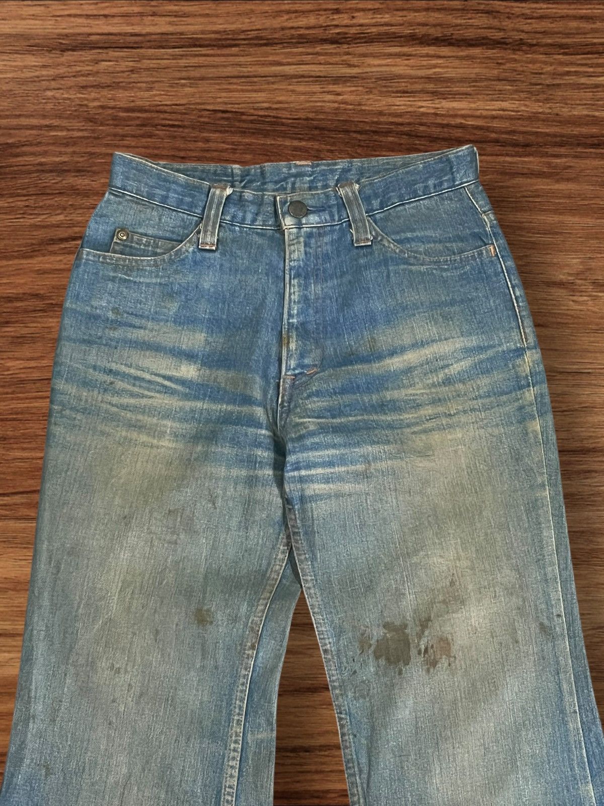 If Six Was Nine × Japanese Brand × Le Grande Bleu (L.G.B.) Vintage Japanese Brand Rusty Dirt Blue Washed Flare Jeans Size 26" / US 2 / IT 38 - 4 Thumbnail