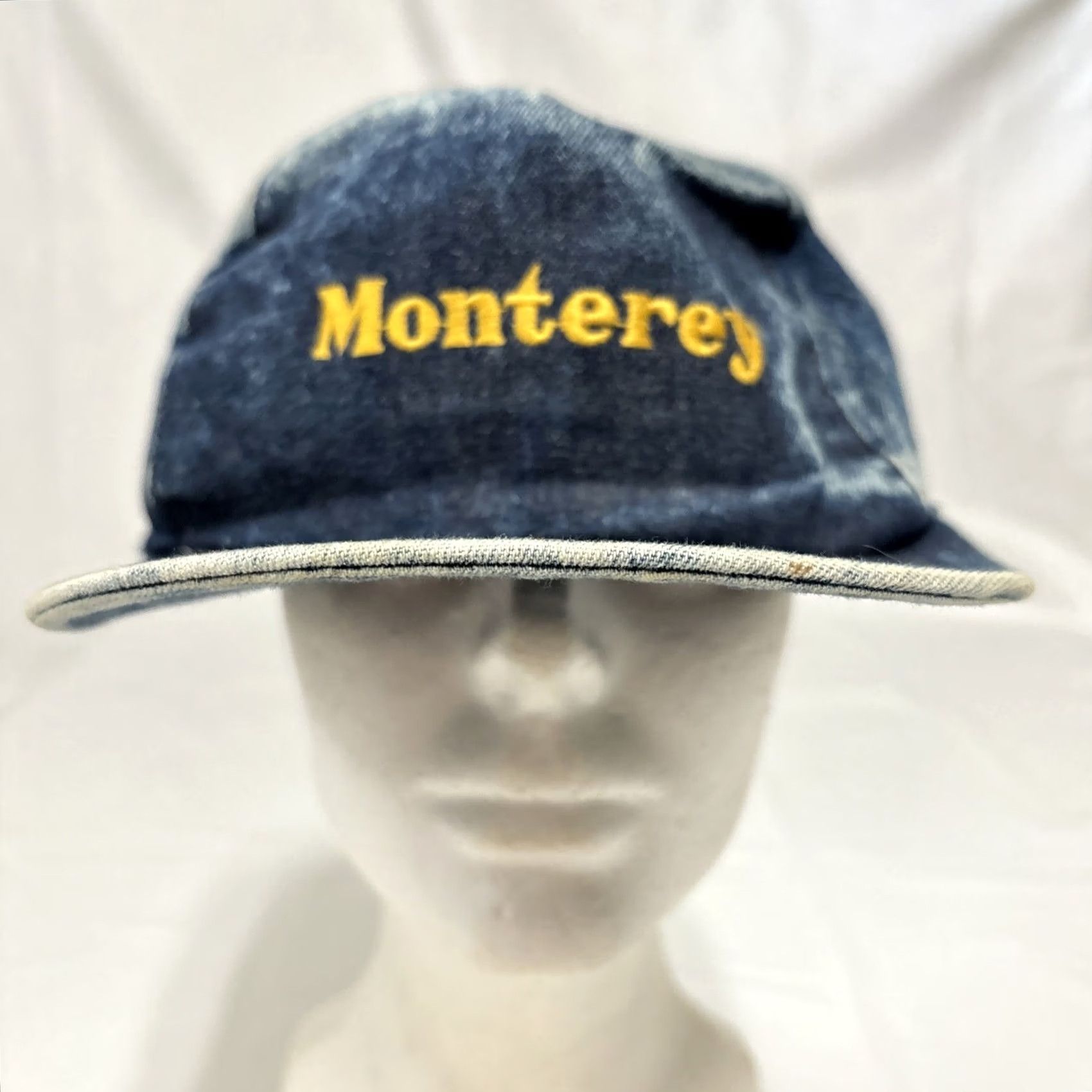 Denime VINTAGE Peter Cap Baseball Cap One Size Men Blue Denim Flat Brim Snapback Monterey Embroidered Size ONE SIZE - 2 Thumbnail