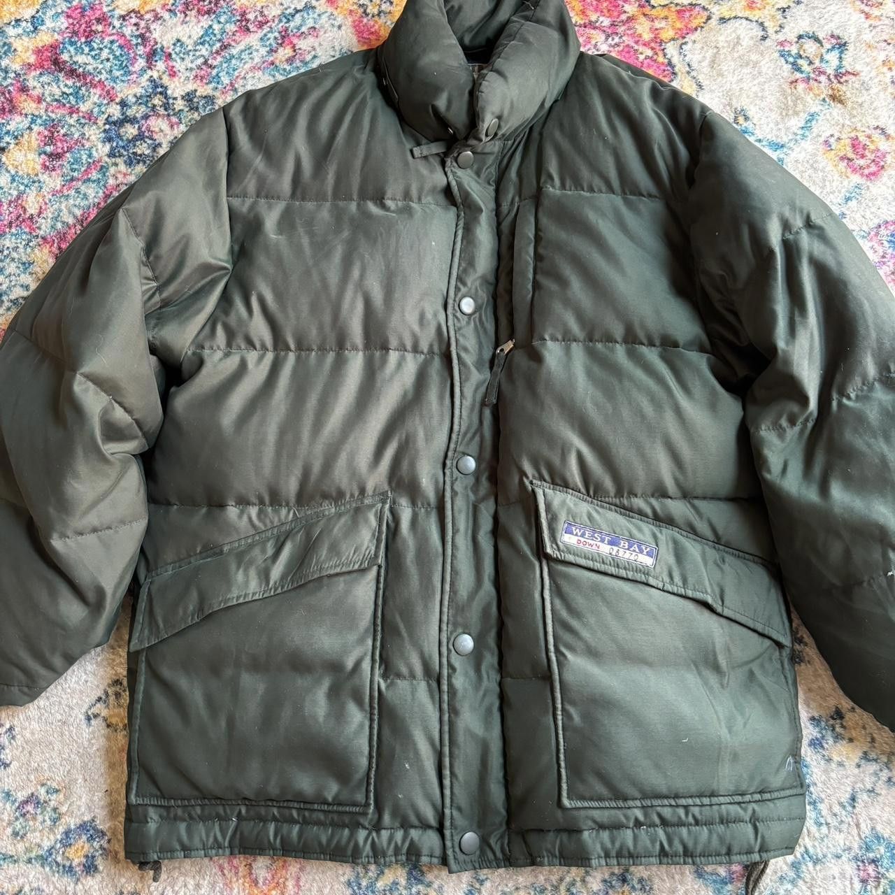 Designer Vintage West Bay Dark Green streetwear winter puffer jacket Size US XXL / EU 58 / 5 - 1 Thumbnail
