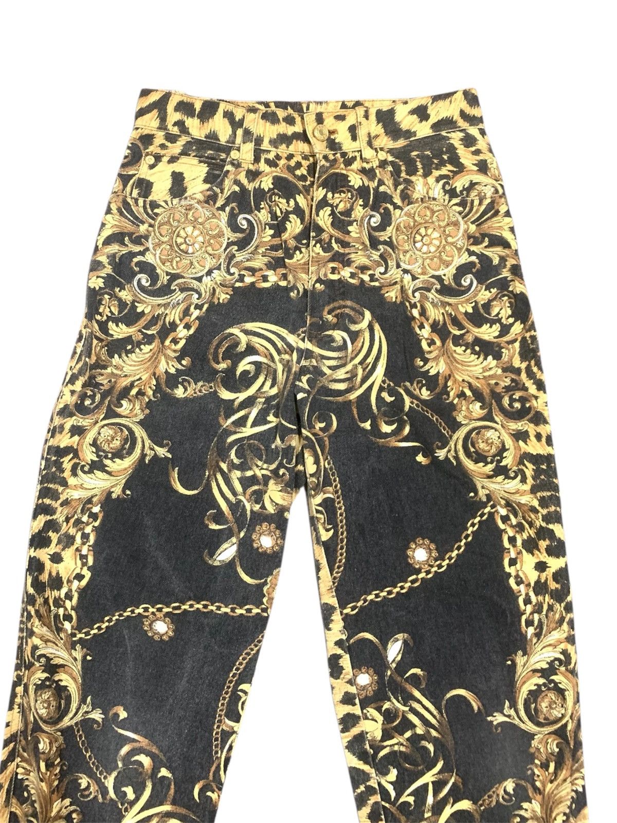 Roberto Cavalli Vintage 80's Roberto Cavalli Renaissance Print Trousers Size 28" / US 6 / IT 42 - 2 Thumbnail