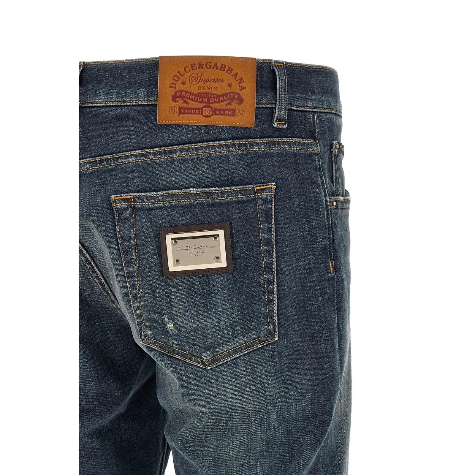 DOLCE&GABBANA Used Effect Blue Denim Jeans New & Authentic (