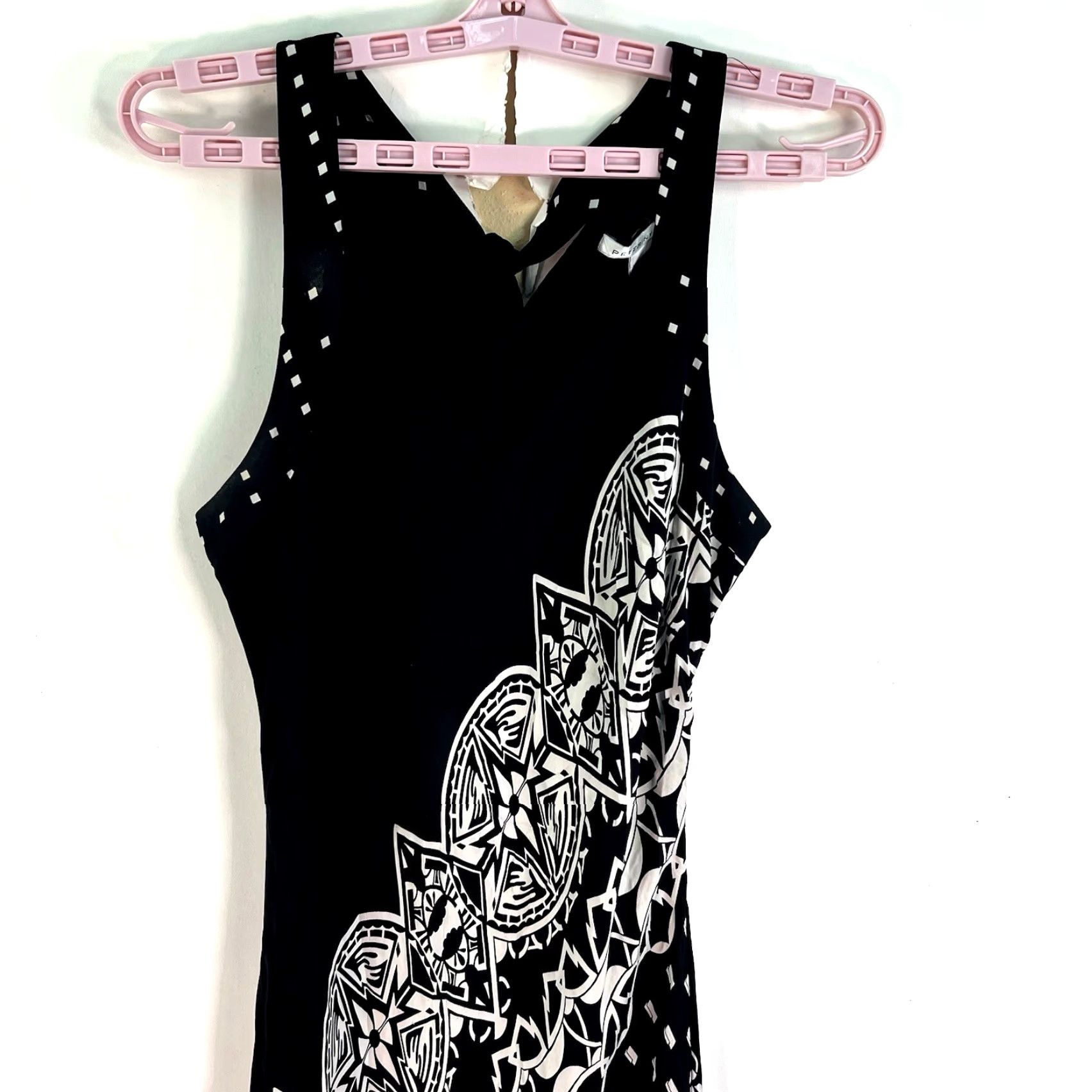 Vintage VINTAGE Peter Nygard Women's Sleeveless Silk Dress Size 14 Geometric Black/White Party Wedding Size XL / US 12-14 / IT 48-50 - 2 Thumbnail