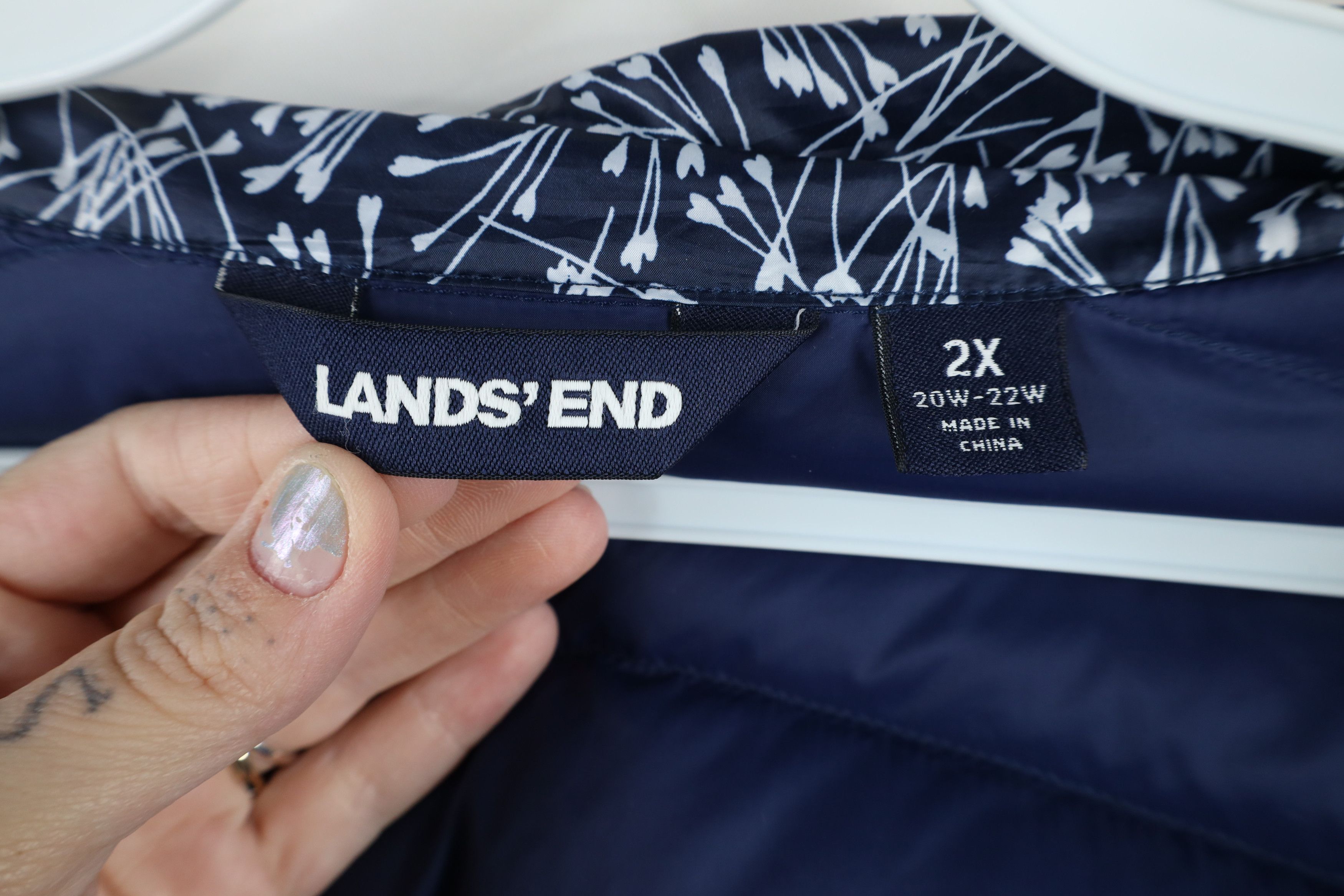 Lands' End × Vintage Lands End Down Insulated Flower Full Zip Puffer Jacket Blue Size XXL / US 16-18 / IT 52-54 - 9 Thumbnail