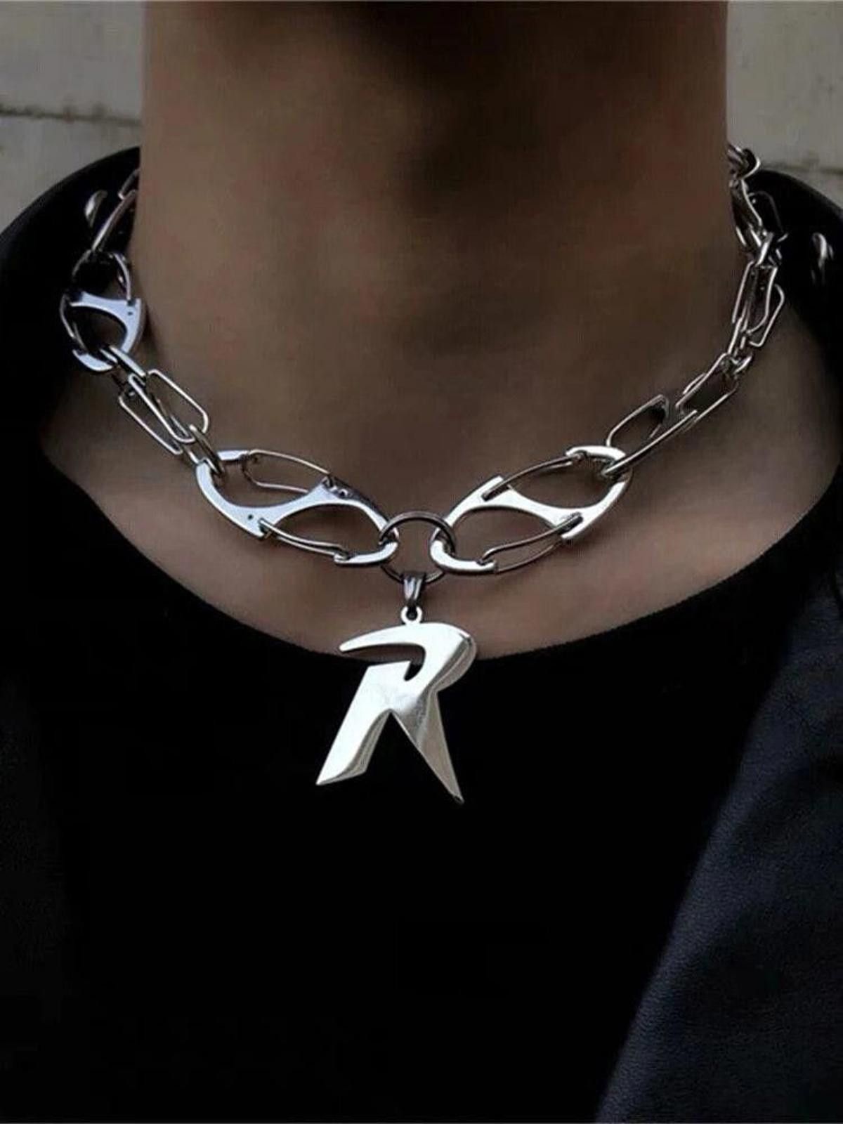Jewelry Punk Letter R Pendant Necklace Size ONE SIZE - 1 Thumbnail