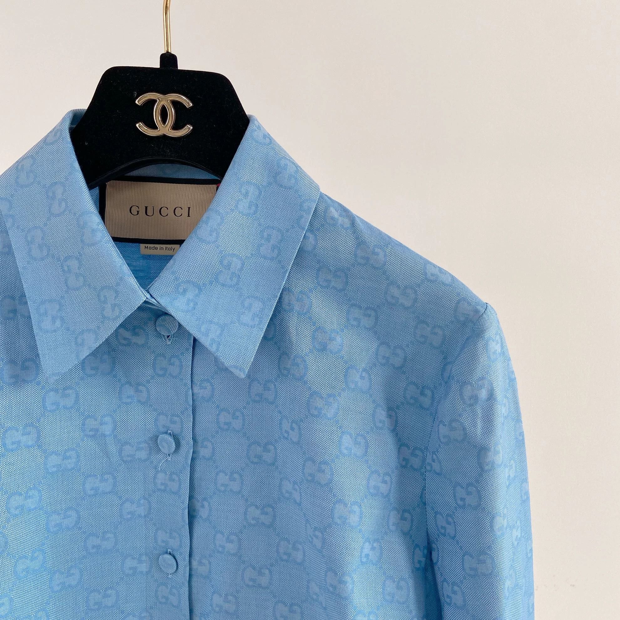 Gucci Gucci GG Monogram Blue Short Shirt Size 36 Size XS / US 0-2 / IT 36-38 - 3 Thumbnail