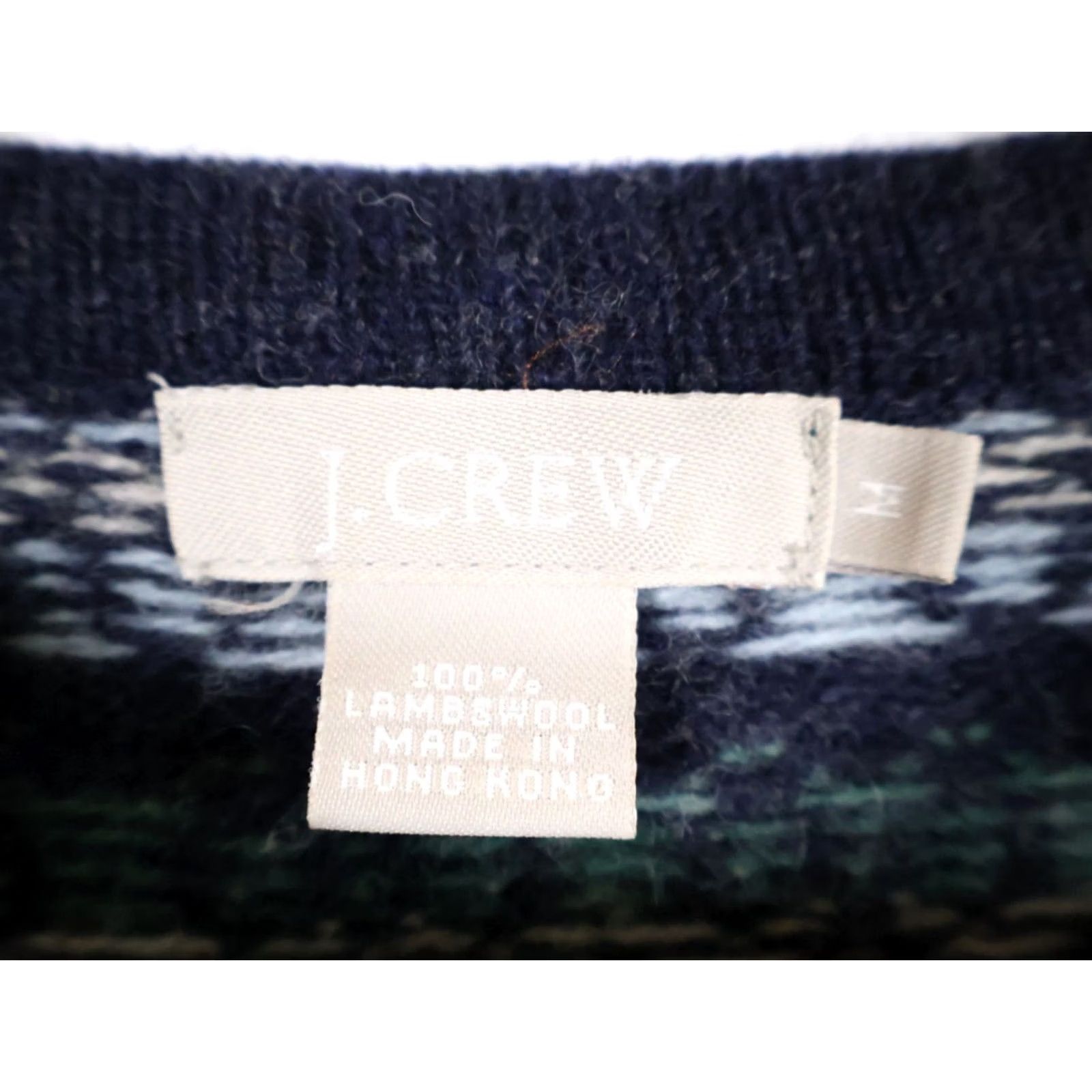 J.Crew VINTAGE J.CREW Lambs Wool Sweater Women's Medium Dark Blue Fair Isle Crewneck Knit Size M / US 6-8 / IT 42-44 - 3 Thumbnail