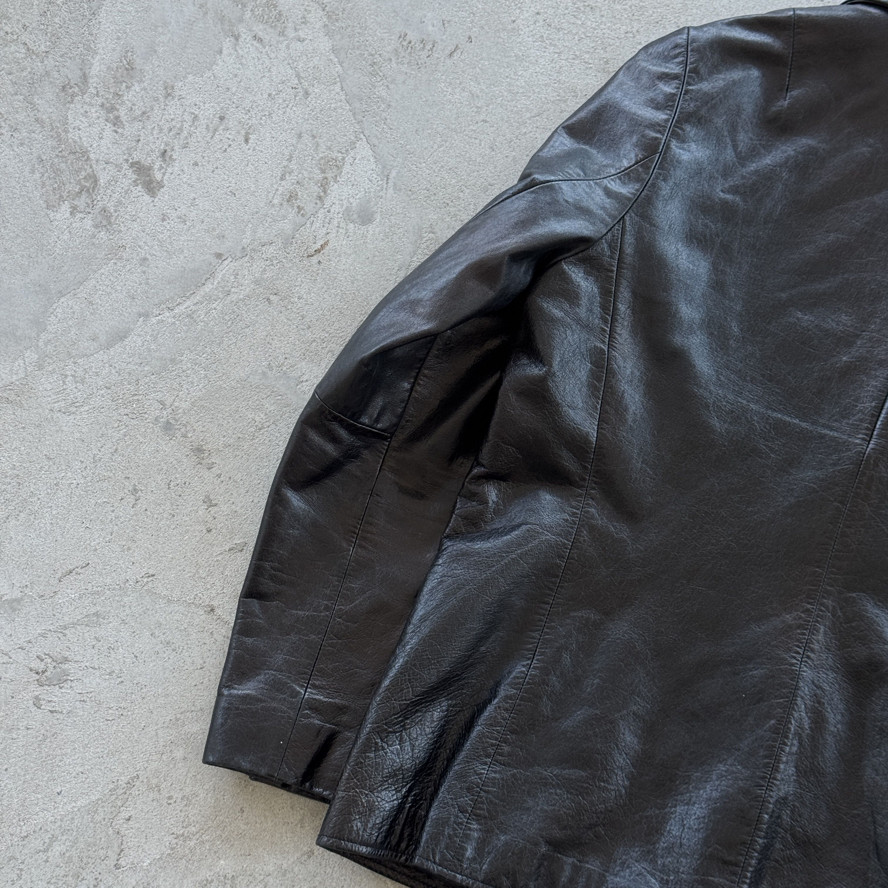 Gap Vintage GAP Black Leather Blazer Jacket 90s Minimalist Y2K Size L / US 10 / IT 46 - 7 Thumbnail