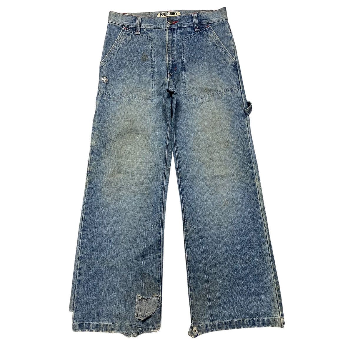 Droors DROORS Denim Wide Leg Jeans Zero Ska8 Patches Distressed Size US 29 - 2 Thumbnail