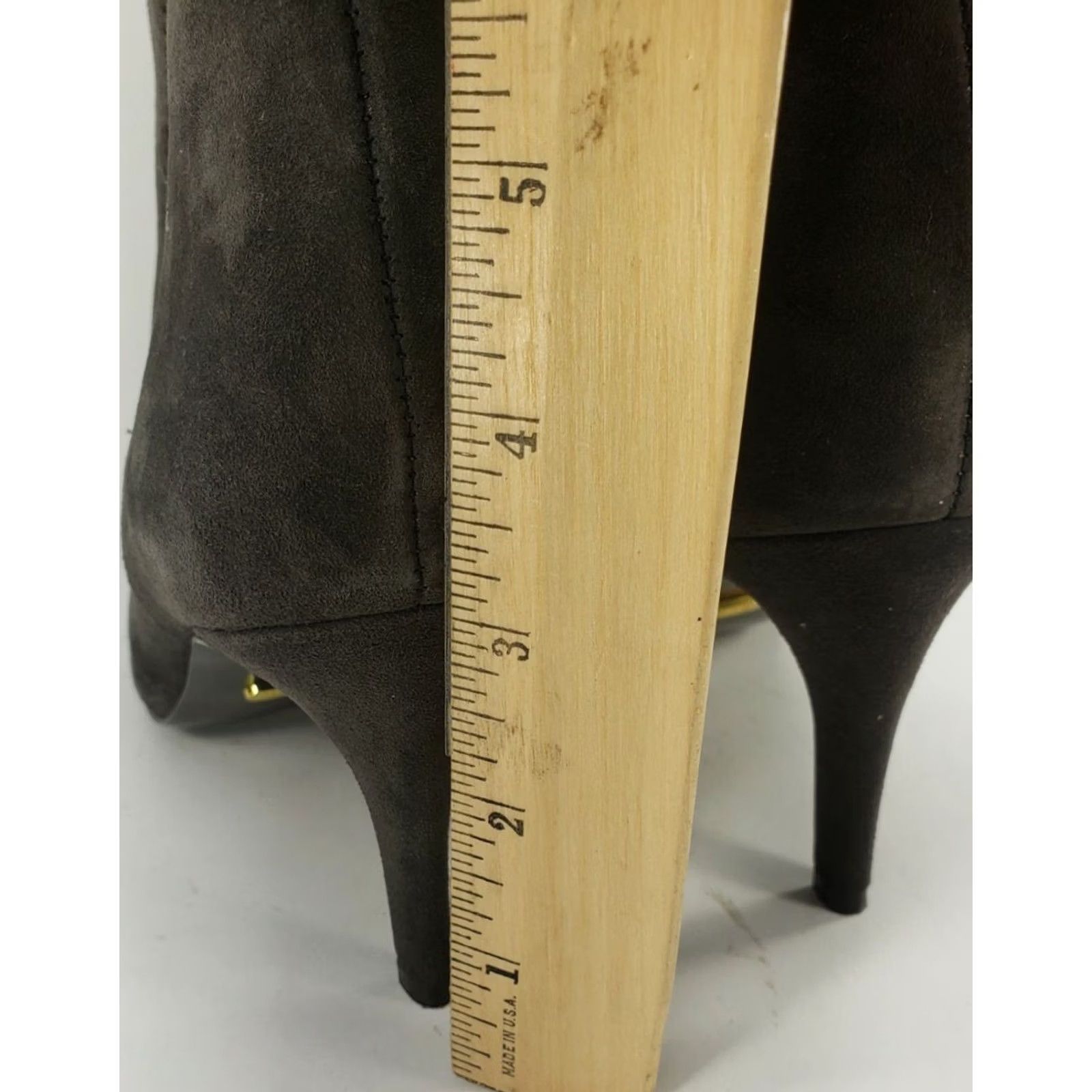 Ralph Lauren LAUREN RALPH LAUREN Pasmia Women's Gray Suede 3" Heel Bootie Size 8B Dark Gray Leather Pointed Toe Stiletto Pull On Elastic Logo Fall Winter Boots Size US 8 / IT 38 - 7 Thumbnail