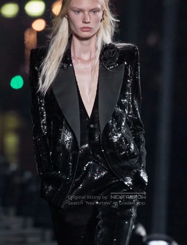 Saint Laurent Paris Saint Laurent Paris Double Breasted Black Scale Suit Size XS / US 0-2 / IT 36-38 - 6 Thumbnail