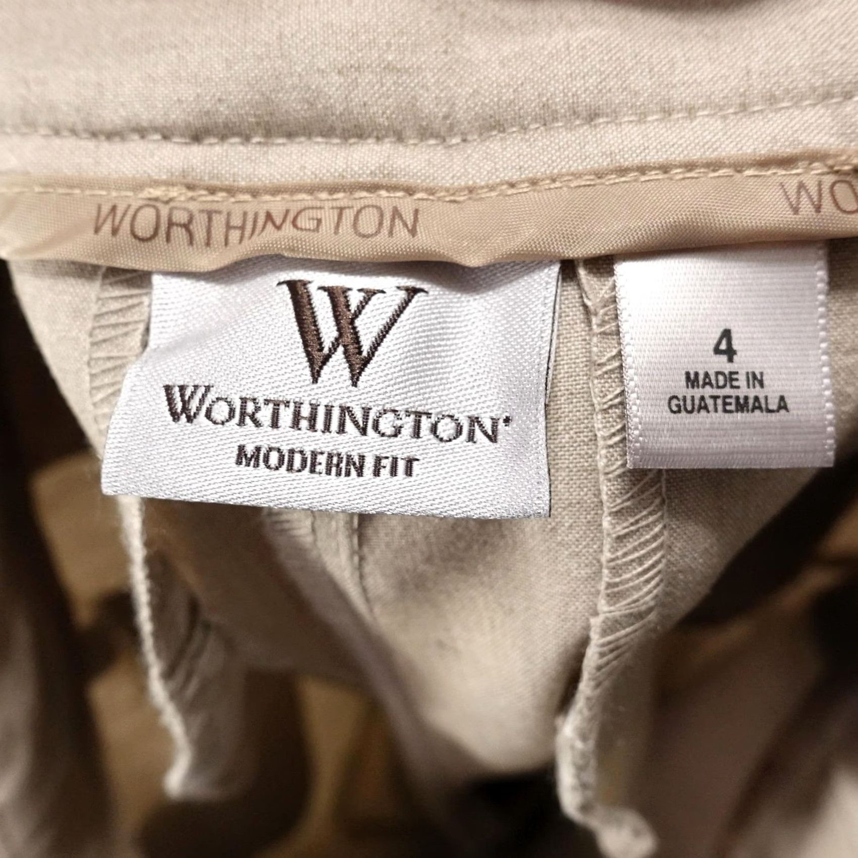 Worthington Worthington Pants Womens 4 Beige Modern Fit Trouser Leg Dress Pants 28x32 Size 27" / US 4 / IT 40 - 7 Thumbnail