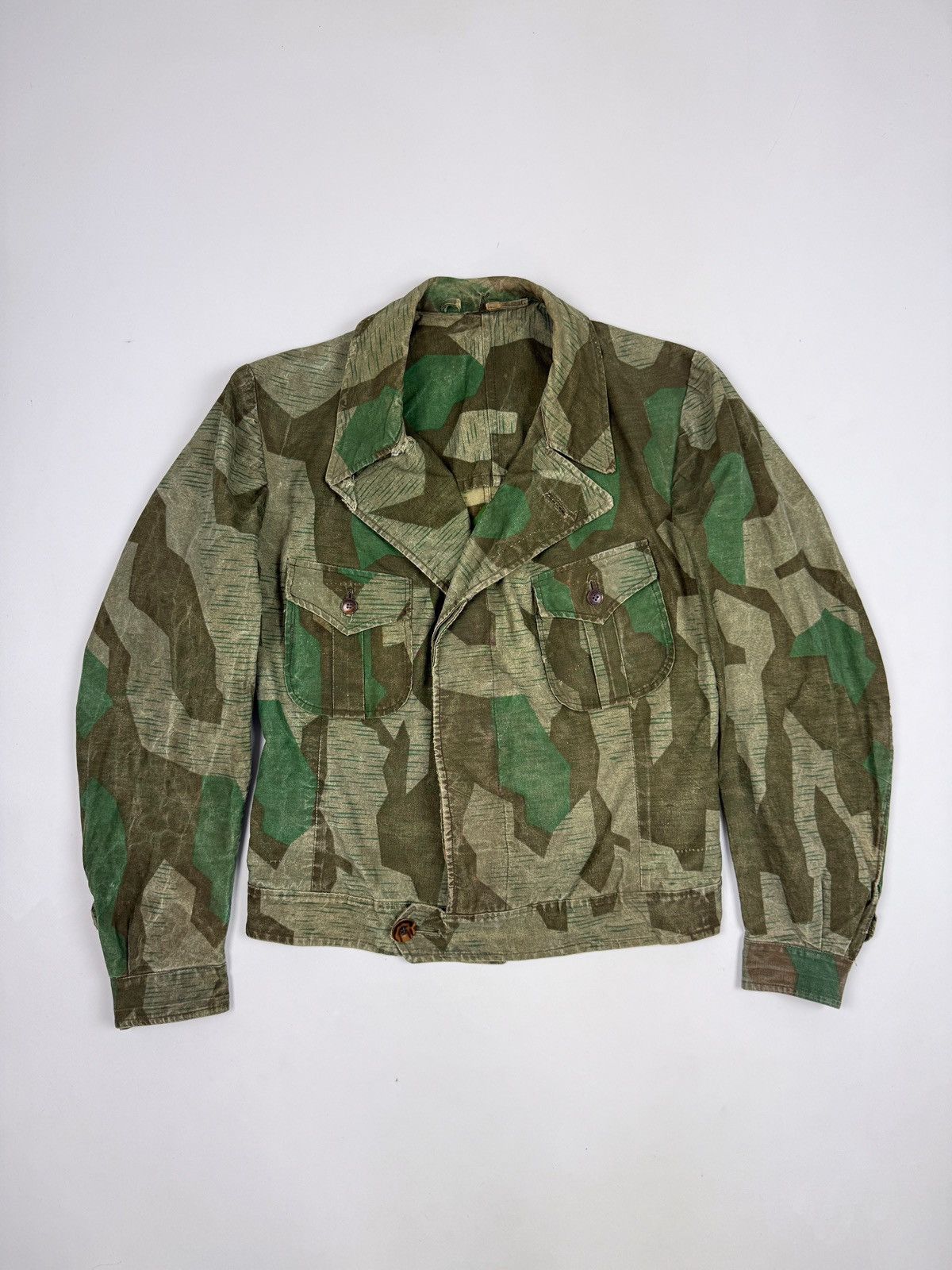 Vintage 40s 50s WW2 German Splinter Camo Heer Cyclist Rider Jacket Size US S / EU 44-46 / 1 - 1 Thumbnail
