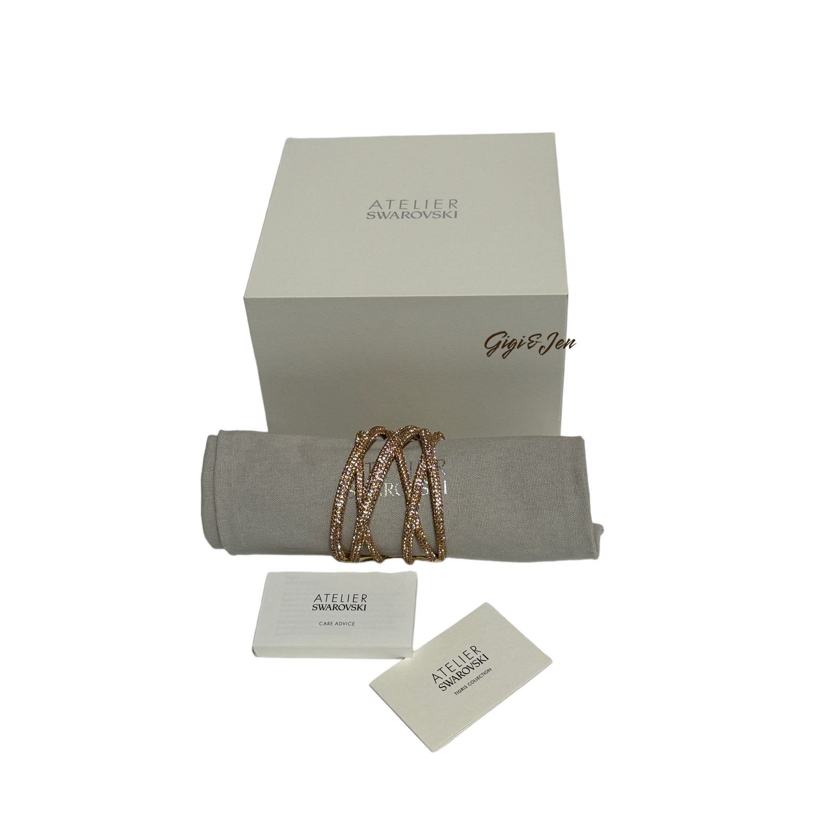 Swarovski Atelier Tigris cuff Pink Gold-tone plated
