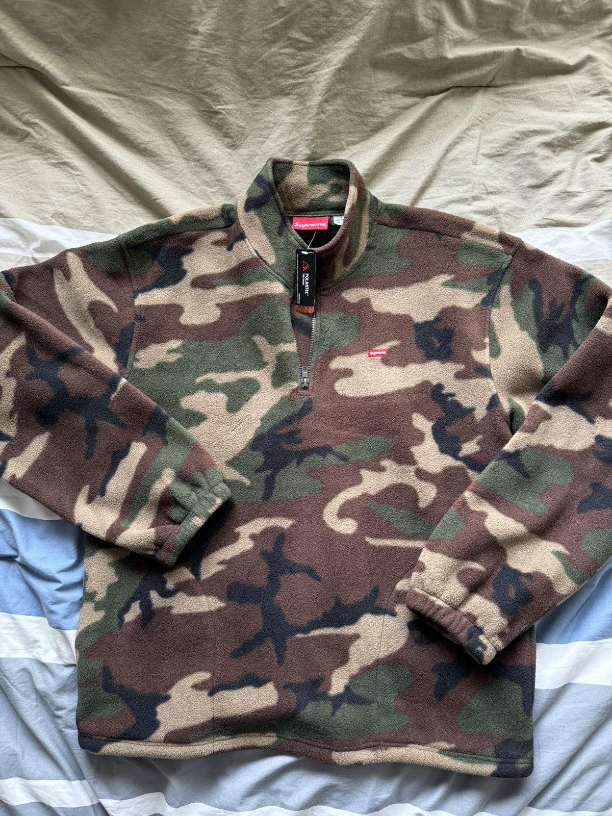 Polartec × Supreme New Supreme FW19 Polartec Half Zip Woodland Camo - Large  | Grailed