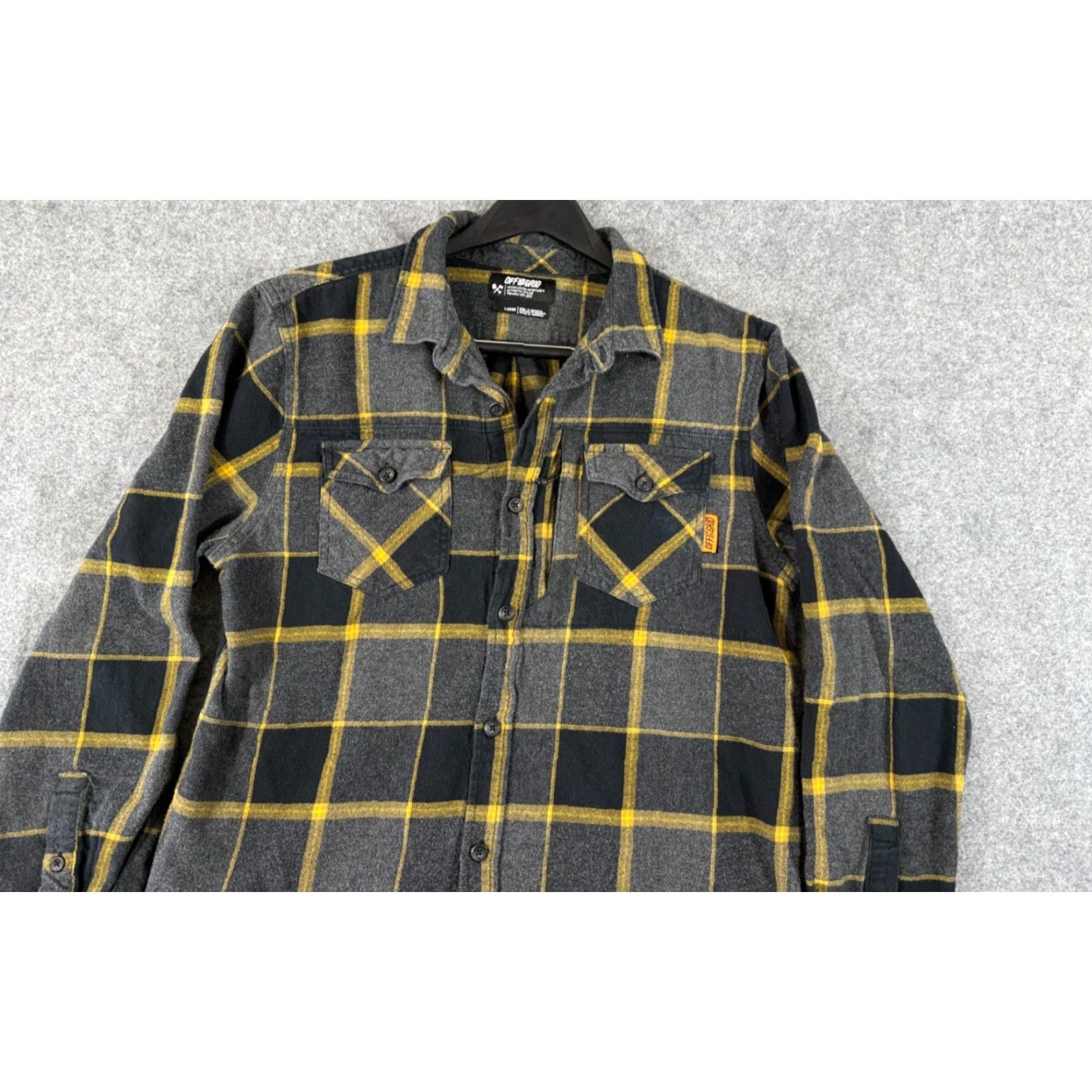 Vintage VINTAGE Off The Grid Shirt Mens L Gray Yellow Plaid Destroyer Flannel Long Sleeve Size US L / EU 52-54 / 3 - 3 Thumbnail