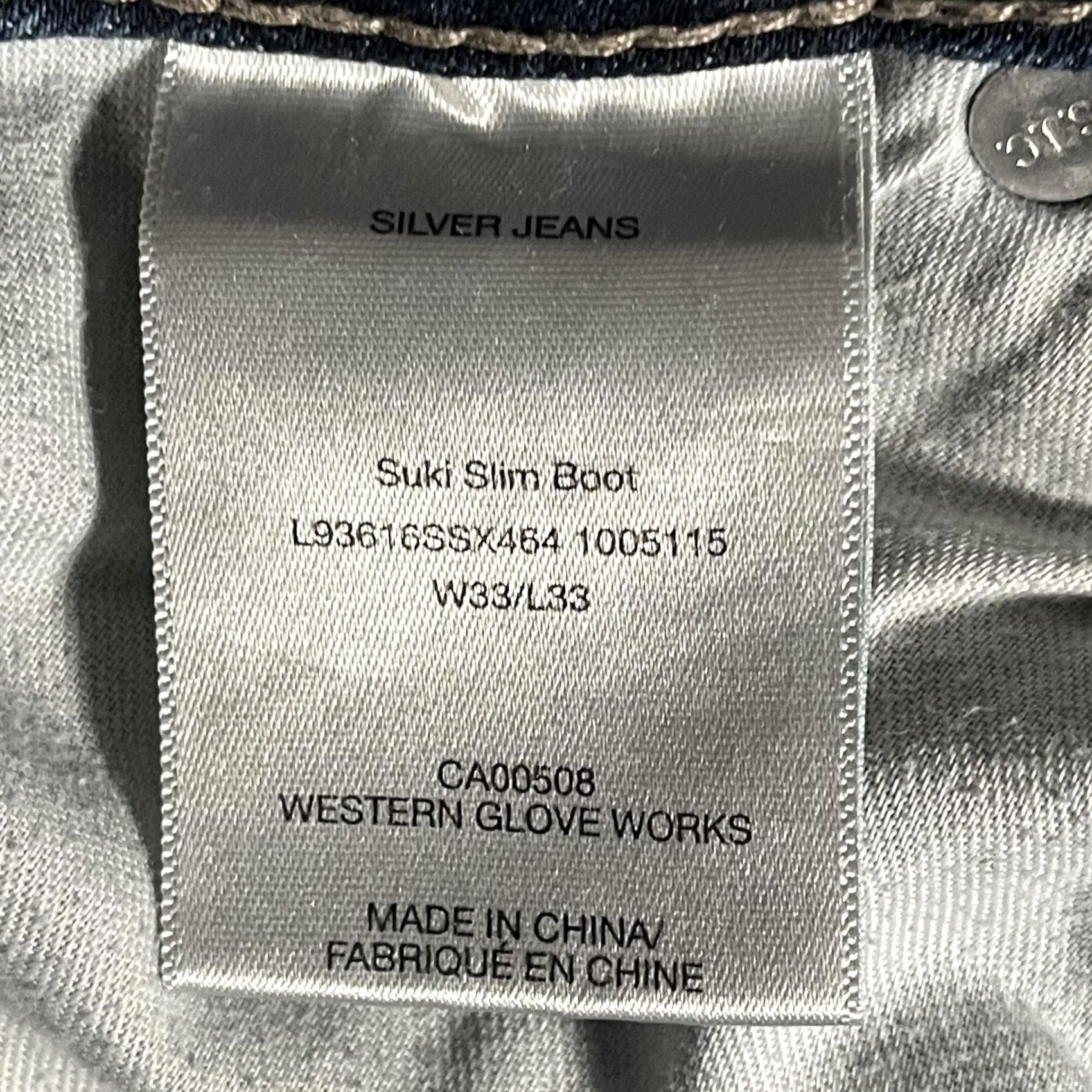 Silver Jeans Co. Silver Jeans Suki Womens 38x33 Slim Bootcut Denim Stretch Embroidered Boot Jeans Size 26" / US 2 / IT 38 - 5 Thumbnail