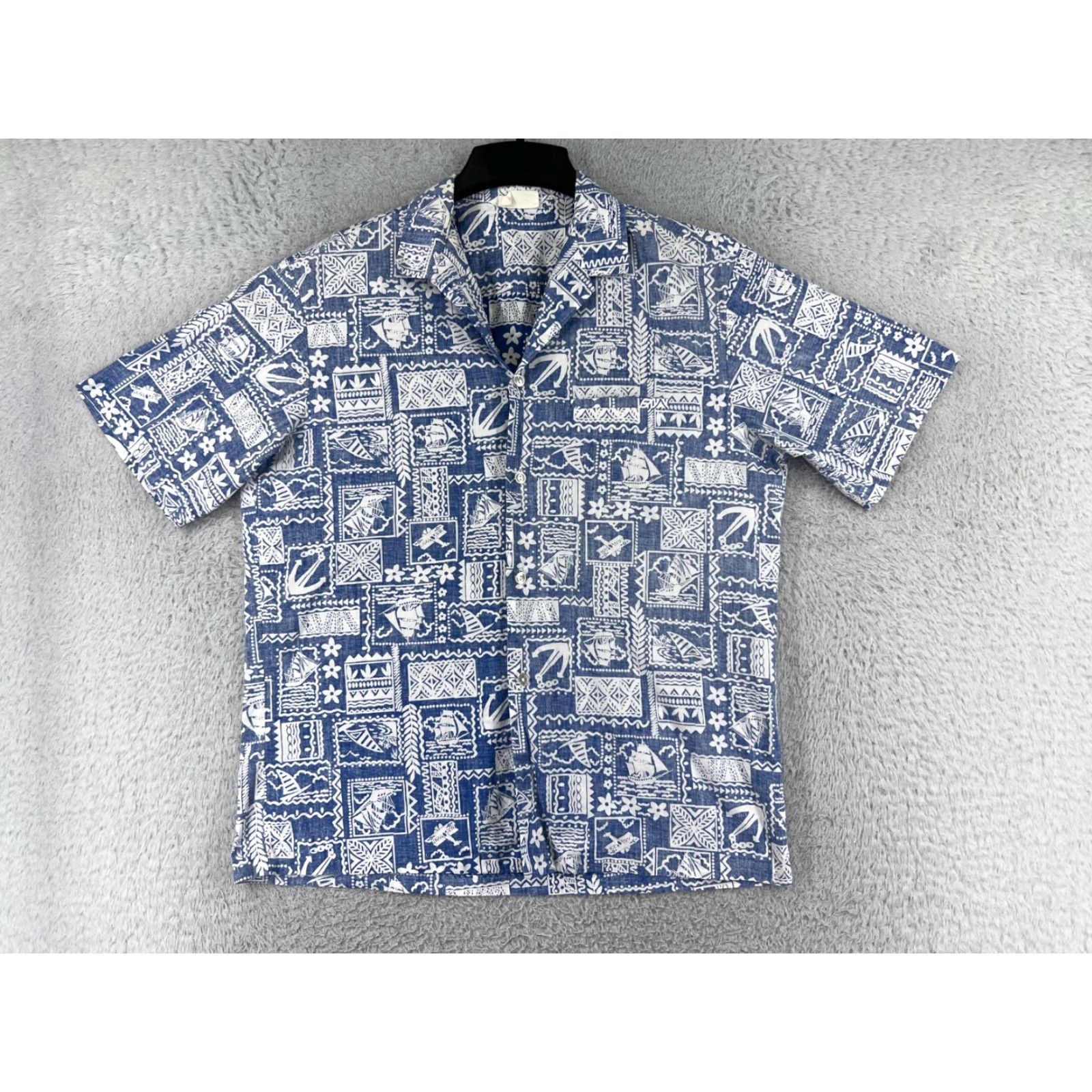 Vintage P&L Fashion Shirt Mens Blue White Floral Button-Up Casual Hawaiian Resort Aloha Travel M Medium Mens Shirts Size US M / EU 48-50 / 2 - 2 Thumbnail