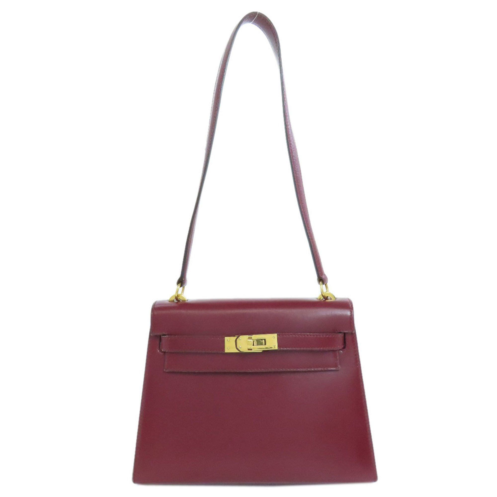 Hermes Mini Kelly Outer Stitched Shoulder Bag Box Calf Leather Women's Hermes